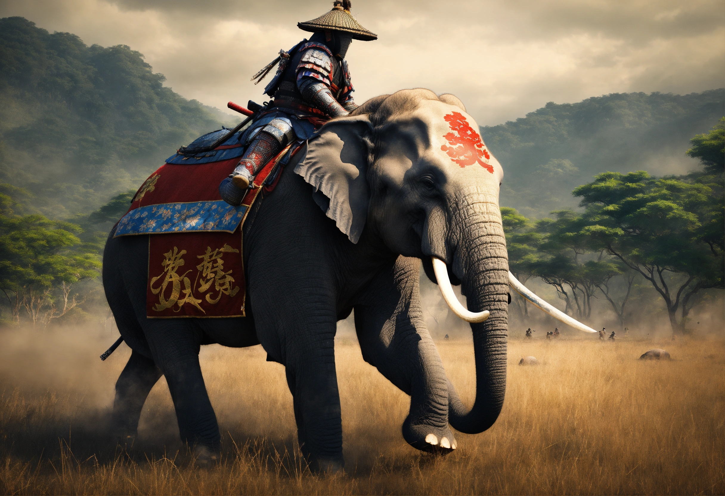 Lexica - Elephant samurai. Battlefield. Hyper realistic.