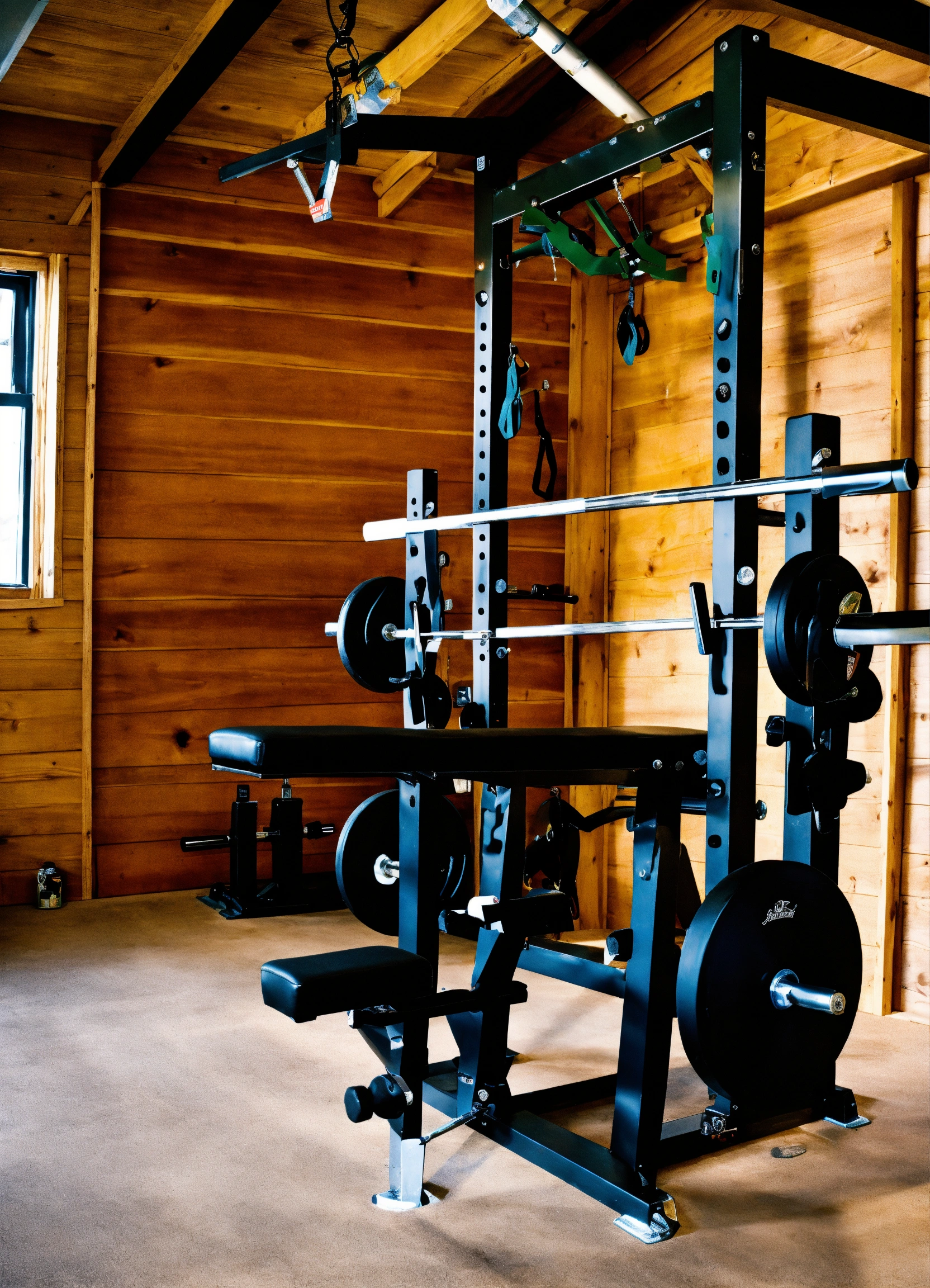Lexica - Bench press equipment in a small shed