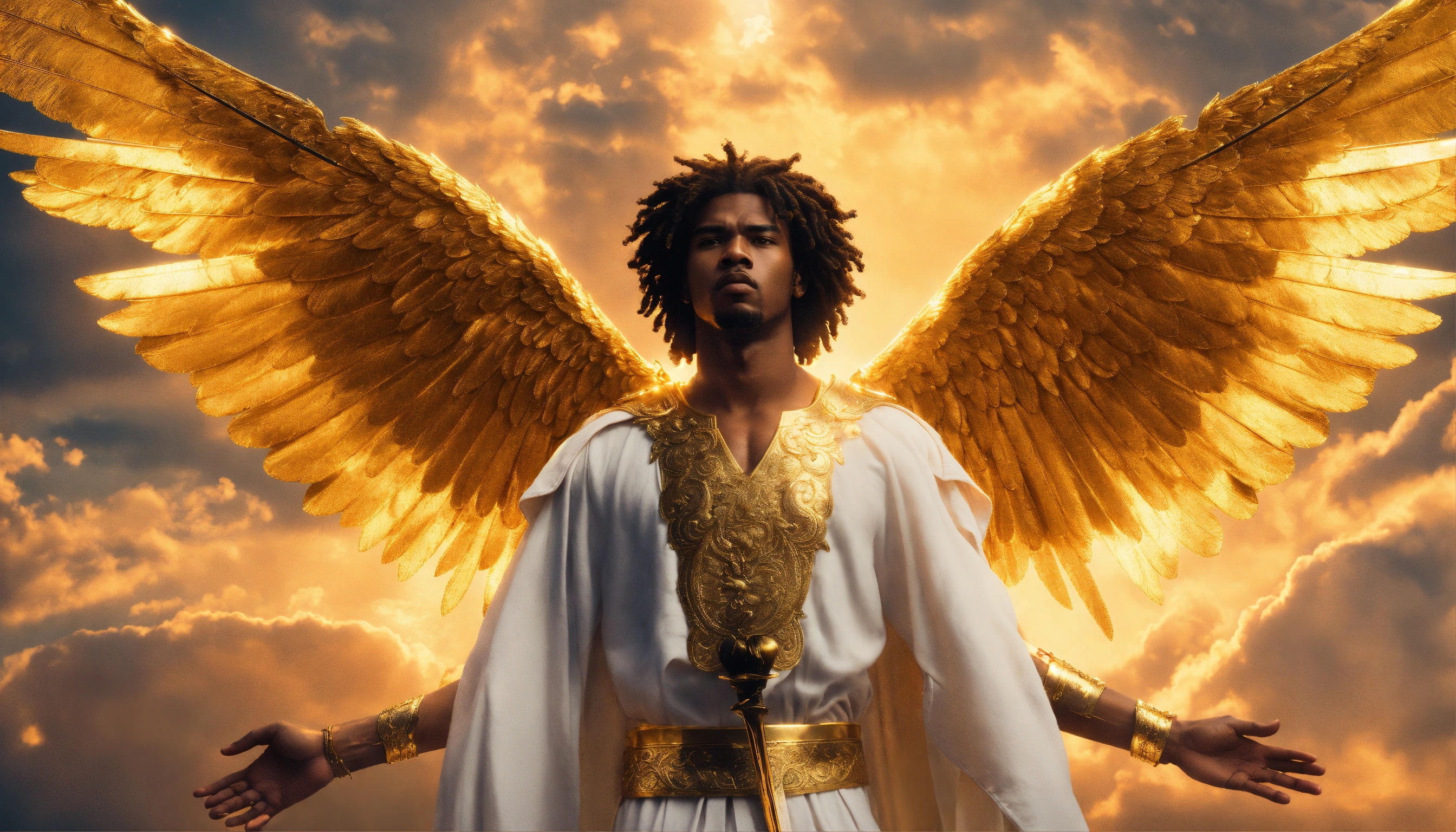 Lexica - Illustrate a view of a young handsome black man wearing a long ...