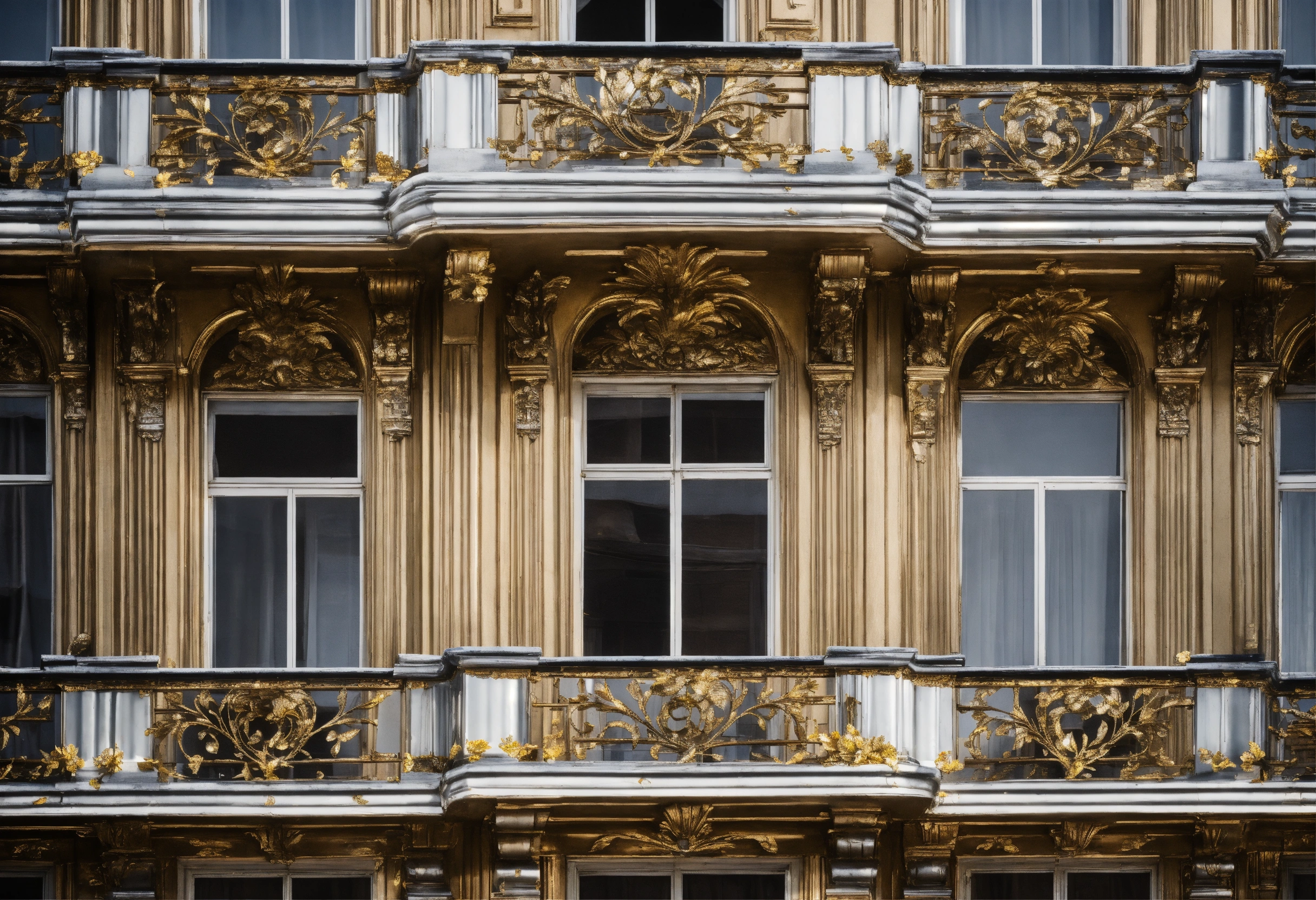 Lexica - Classic interior building balconies covered in silver leaf