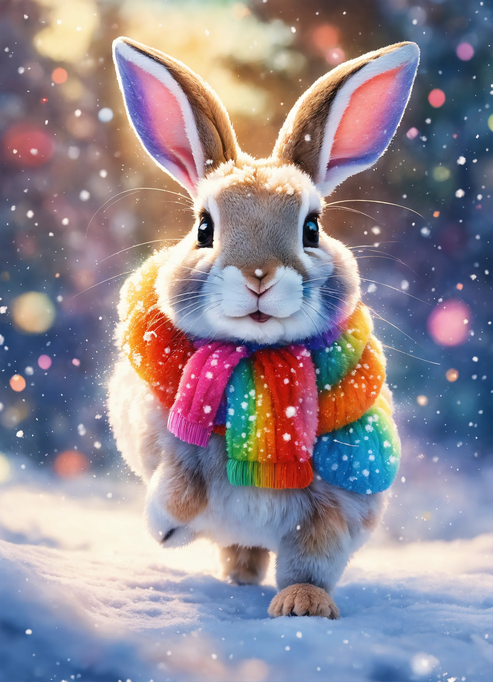 Lexica - Ram rabbit, snow, Rainbow