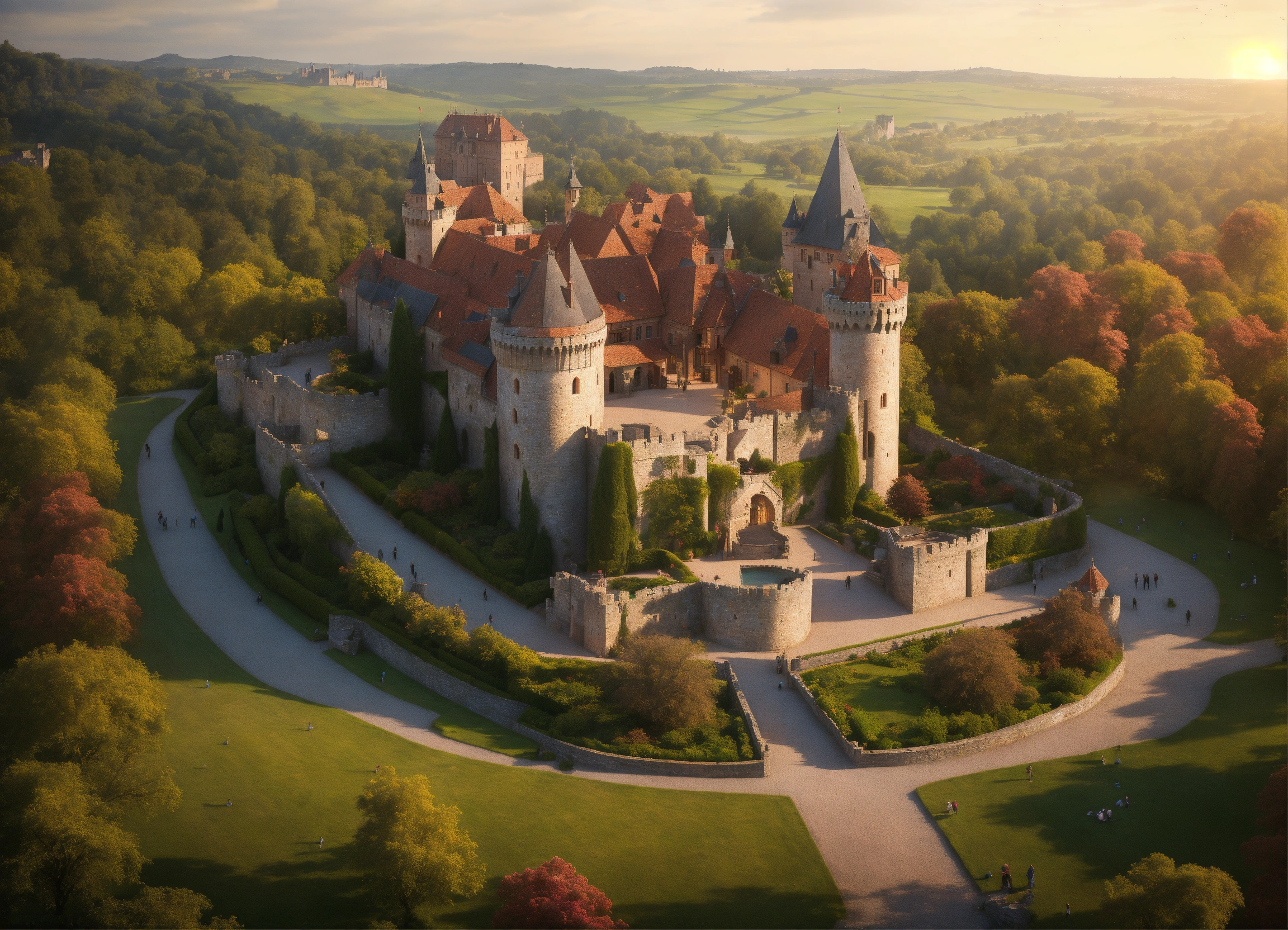 Lexica - Ultra realistic, photorealistic, bird's eye view of a medieval ...