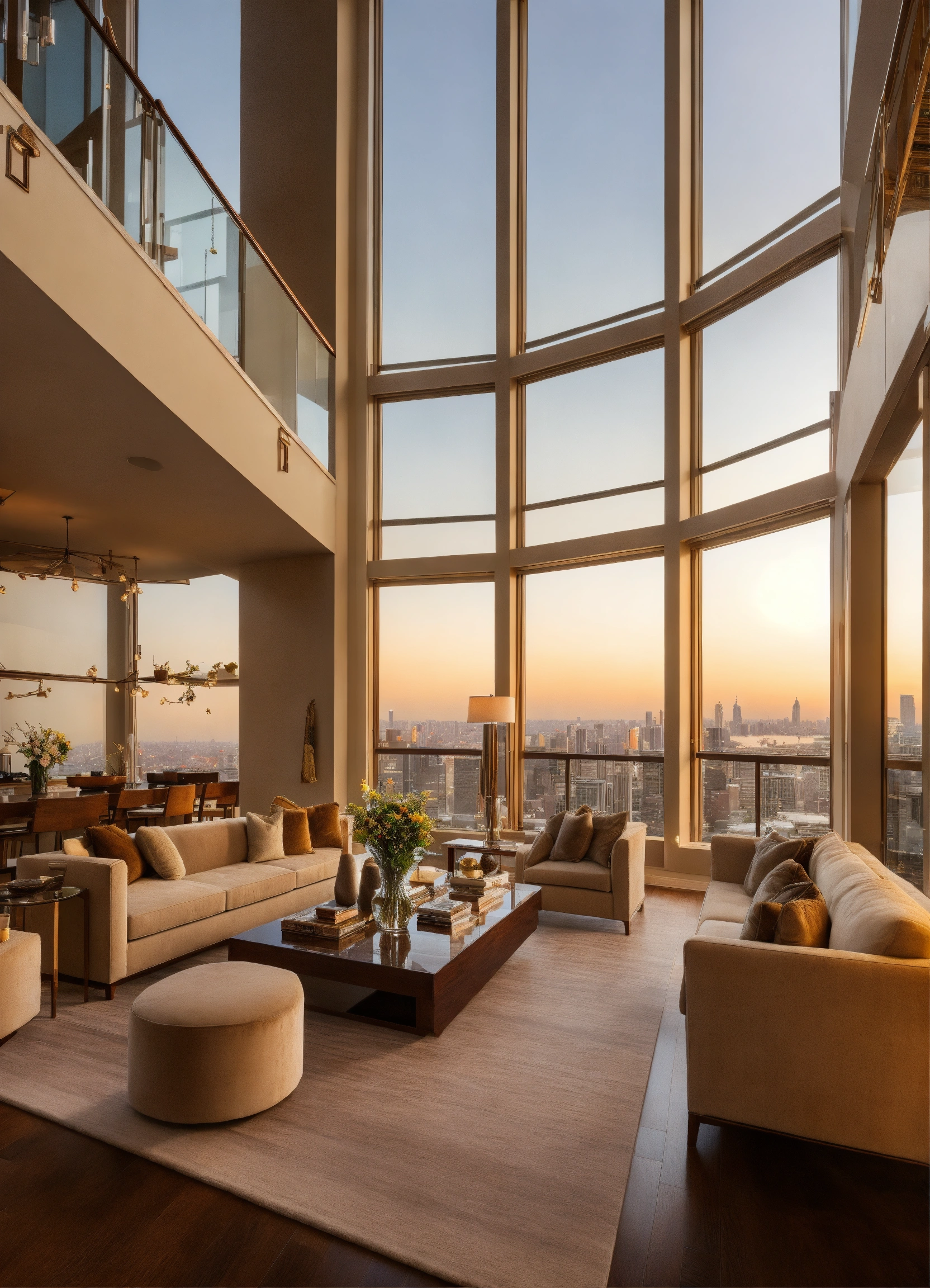 Lexica - Great room of upscale penthouse. floor to celing windows with ... - Upscale Penthouse Rental Properties