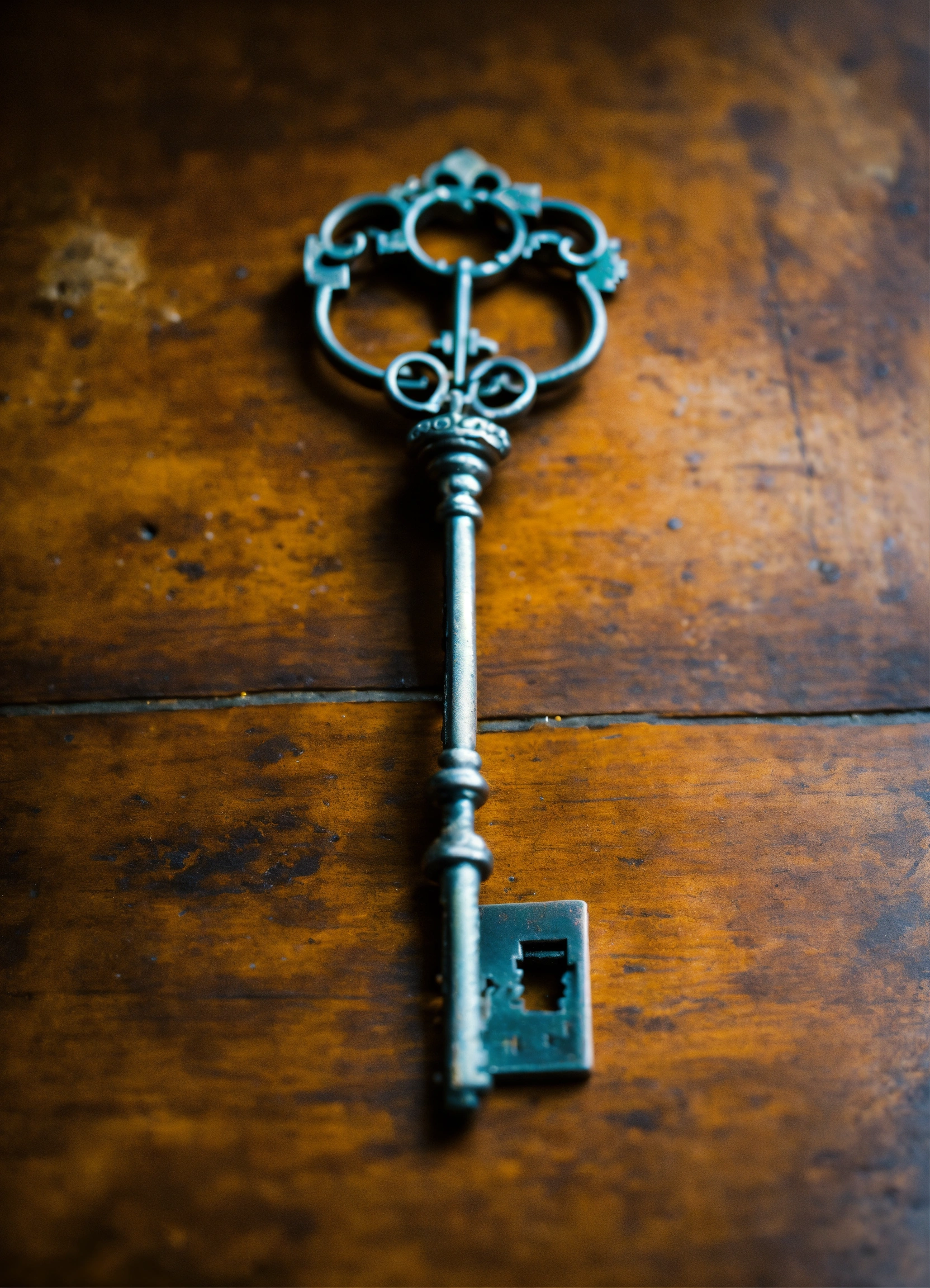Lexica - A an old key with a strange form on a medieval table