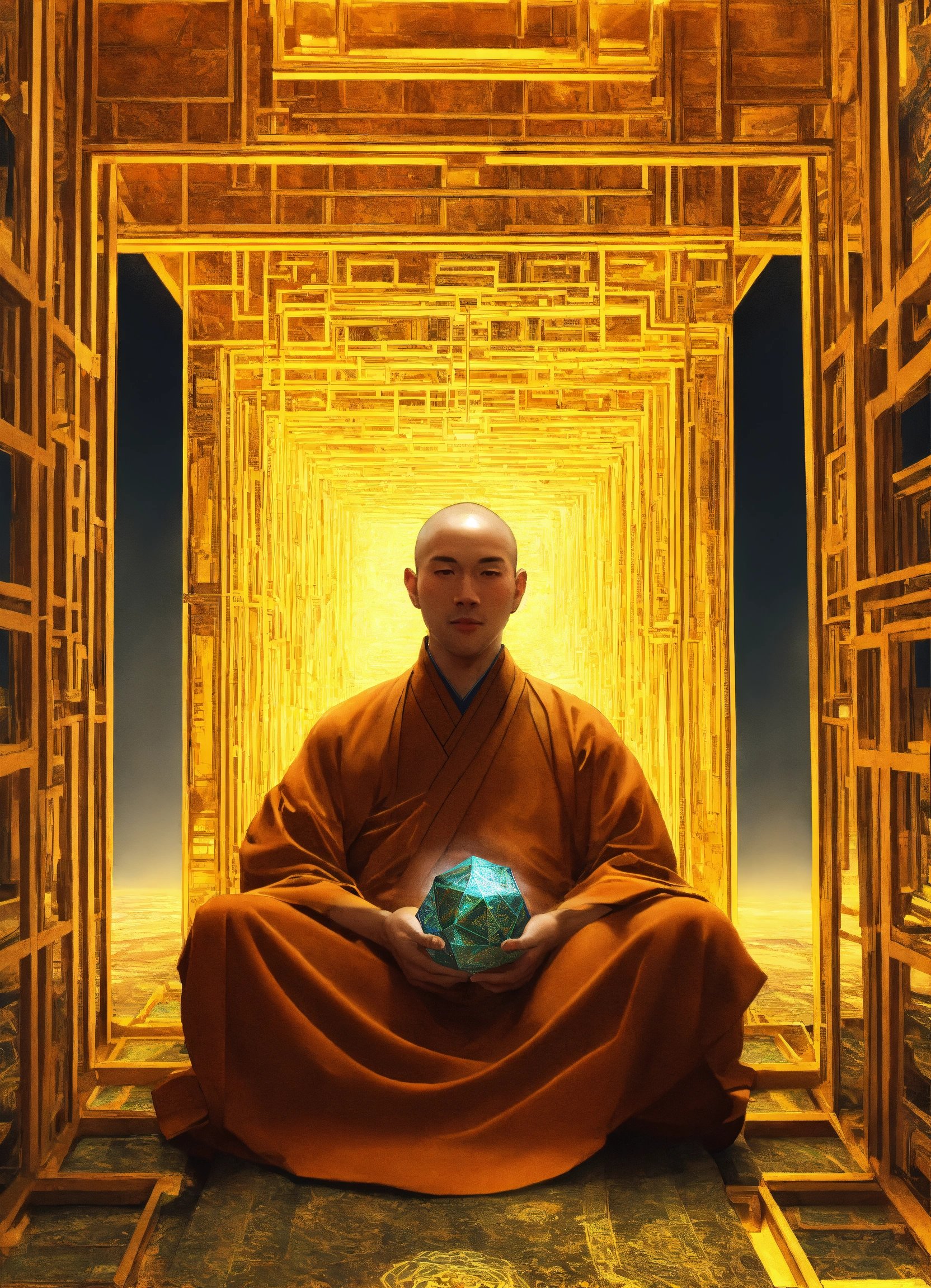 Lexica - Sitting Taoist monk tesseract body fractal three point ...