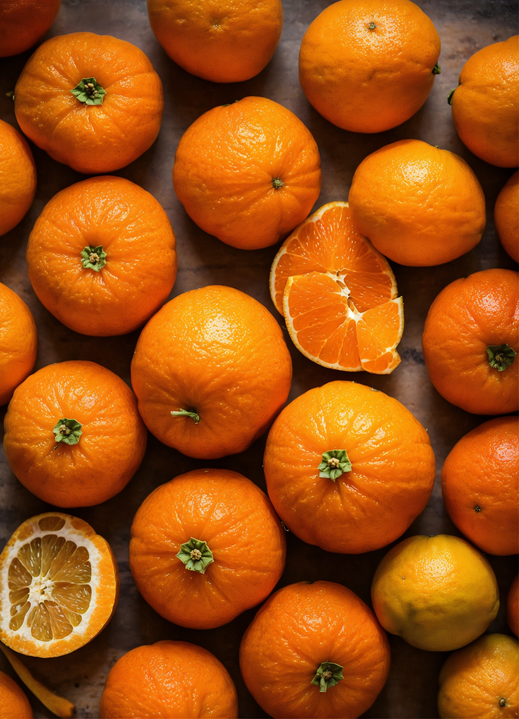 Lexica The desired image should highlight a profusion of peeled satsumas. These small citrus