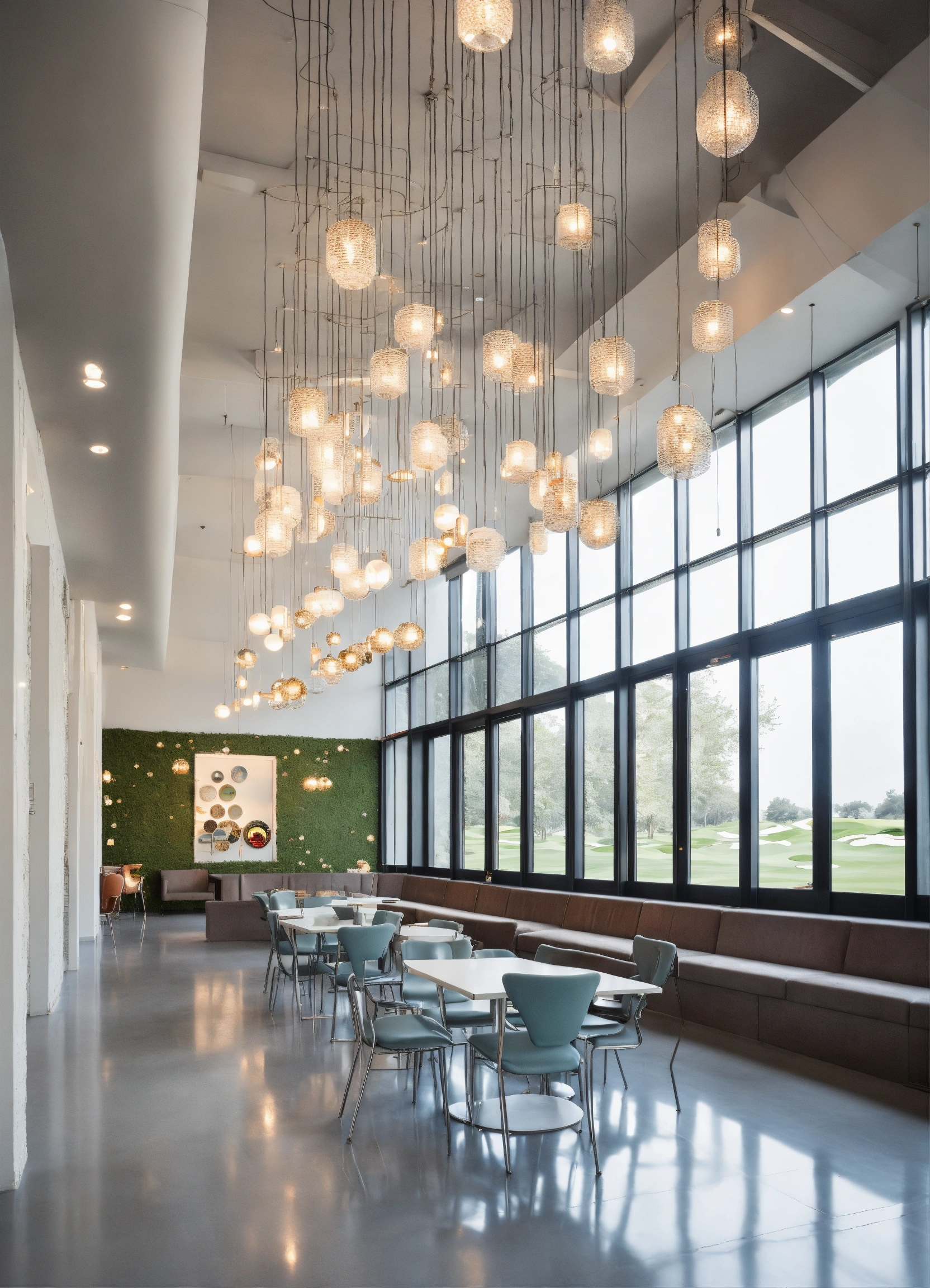 Lexica - Retro-style interior of the golf club . Along the wall there ...