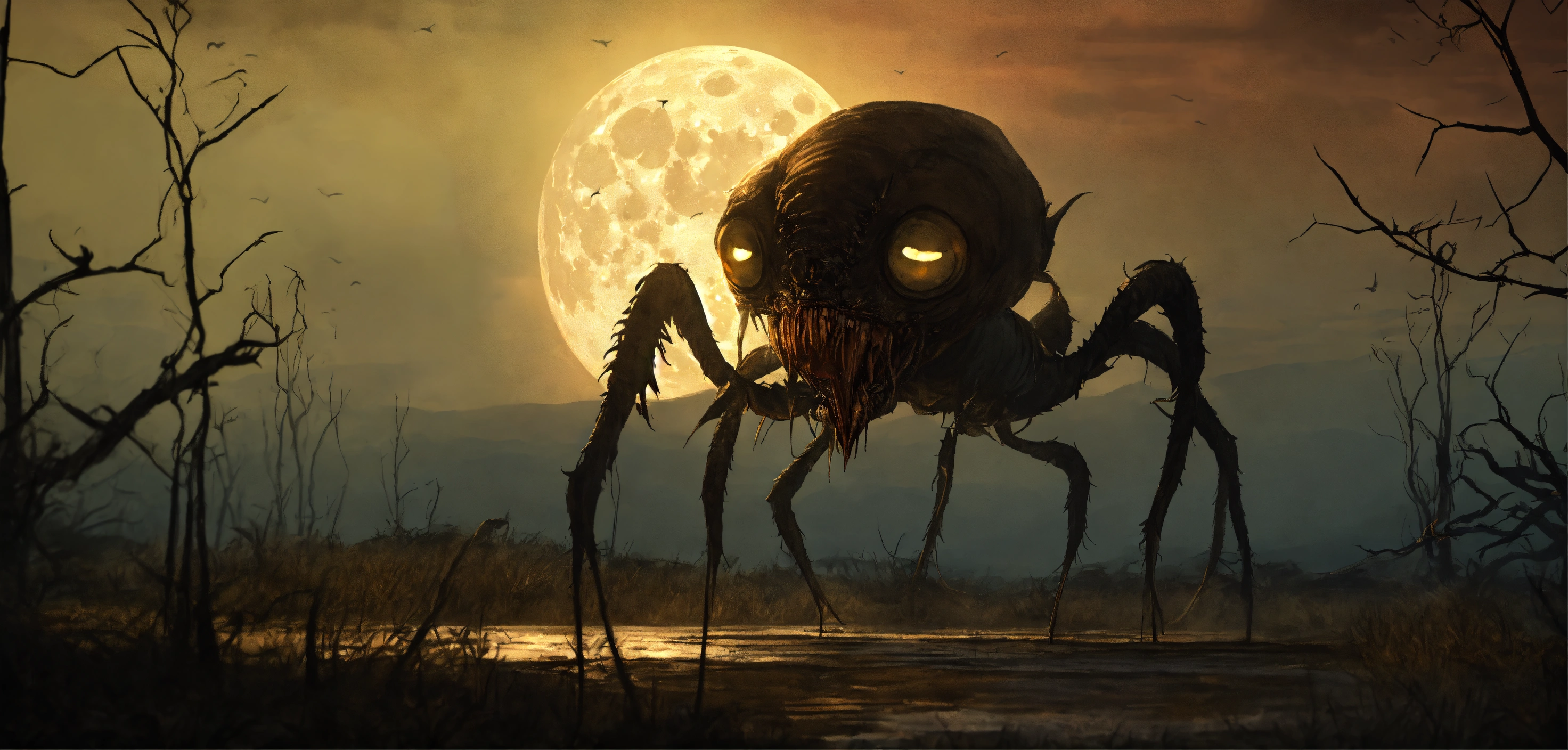 Lexica - Under a full moon, terrifying creatures of various sizes ...