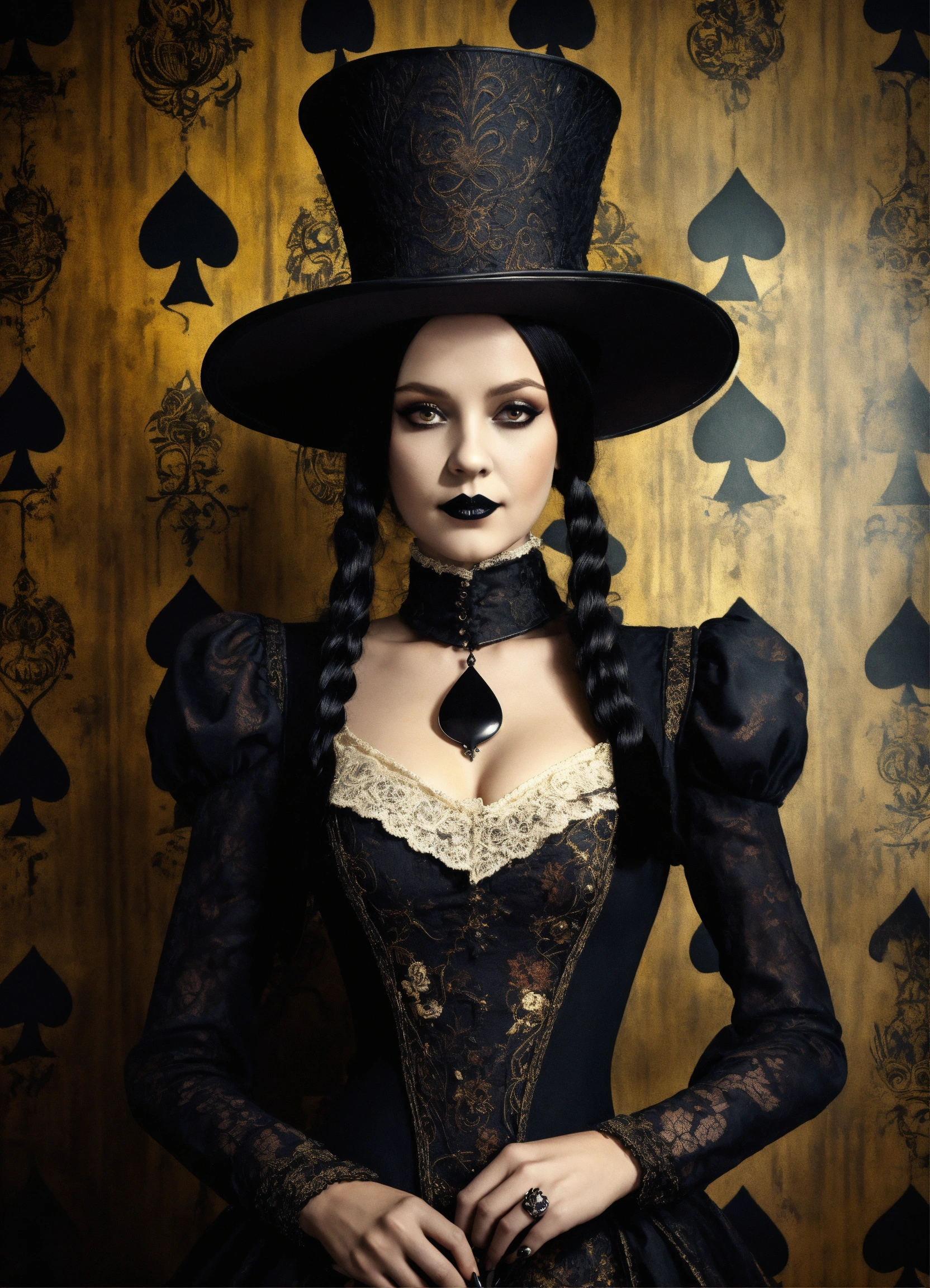 Lexica - Elaborate Gothic Wednesday Addams queen of spades, 40 years ...