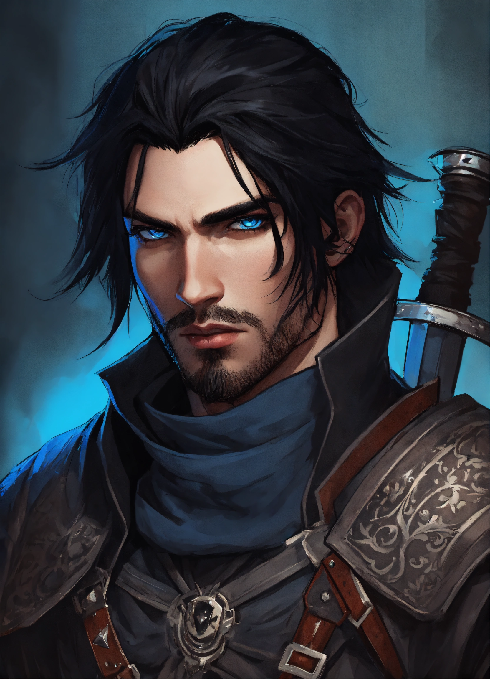 Lexica - Medieval goth assasin guy with black hair and blue eyes ...