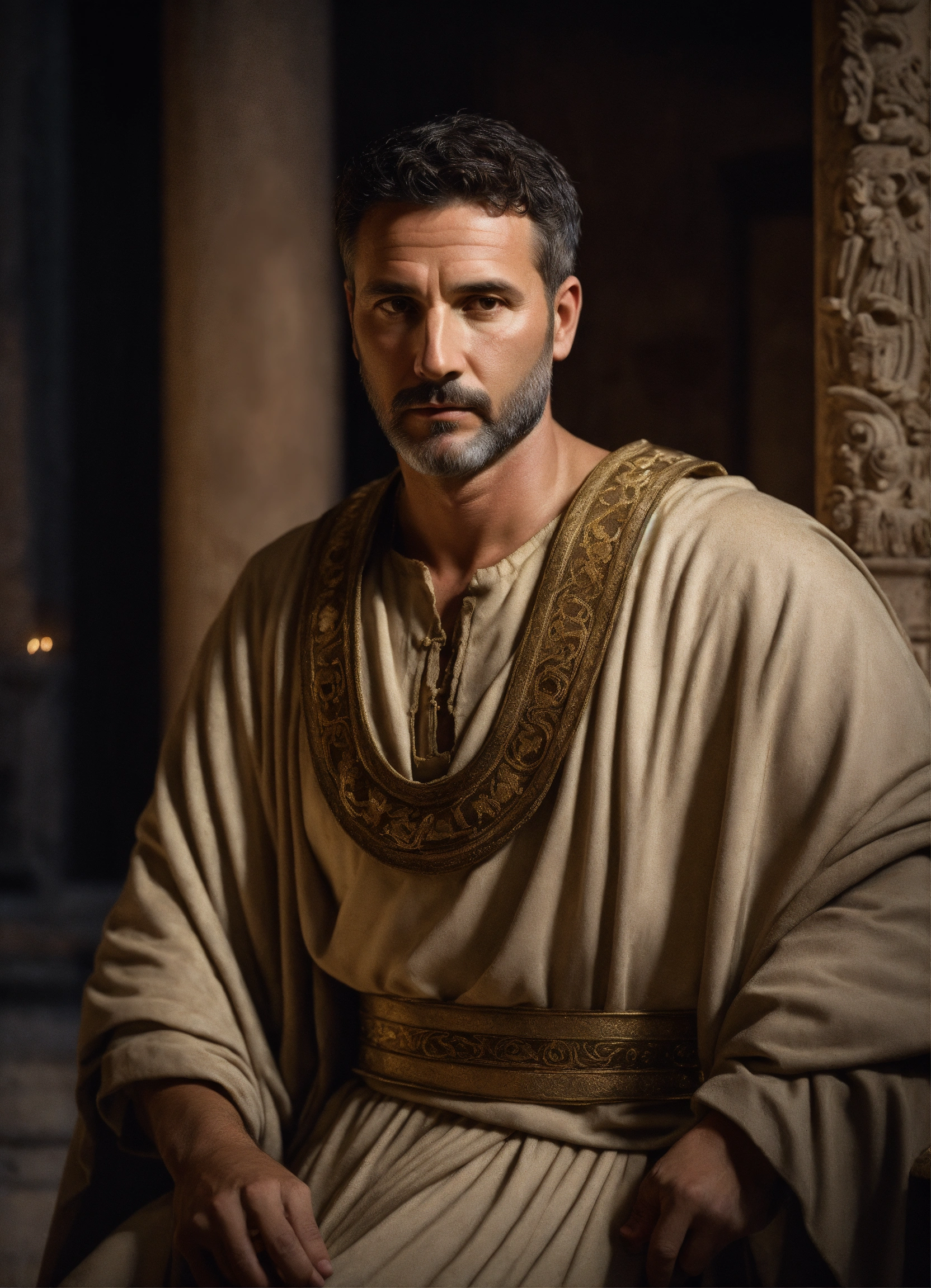 Lexica - A rich roman man wearing a light-colored tunic, smart, solemn ...