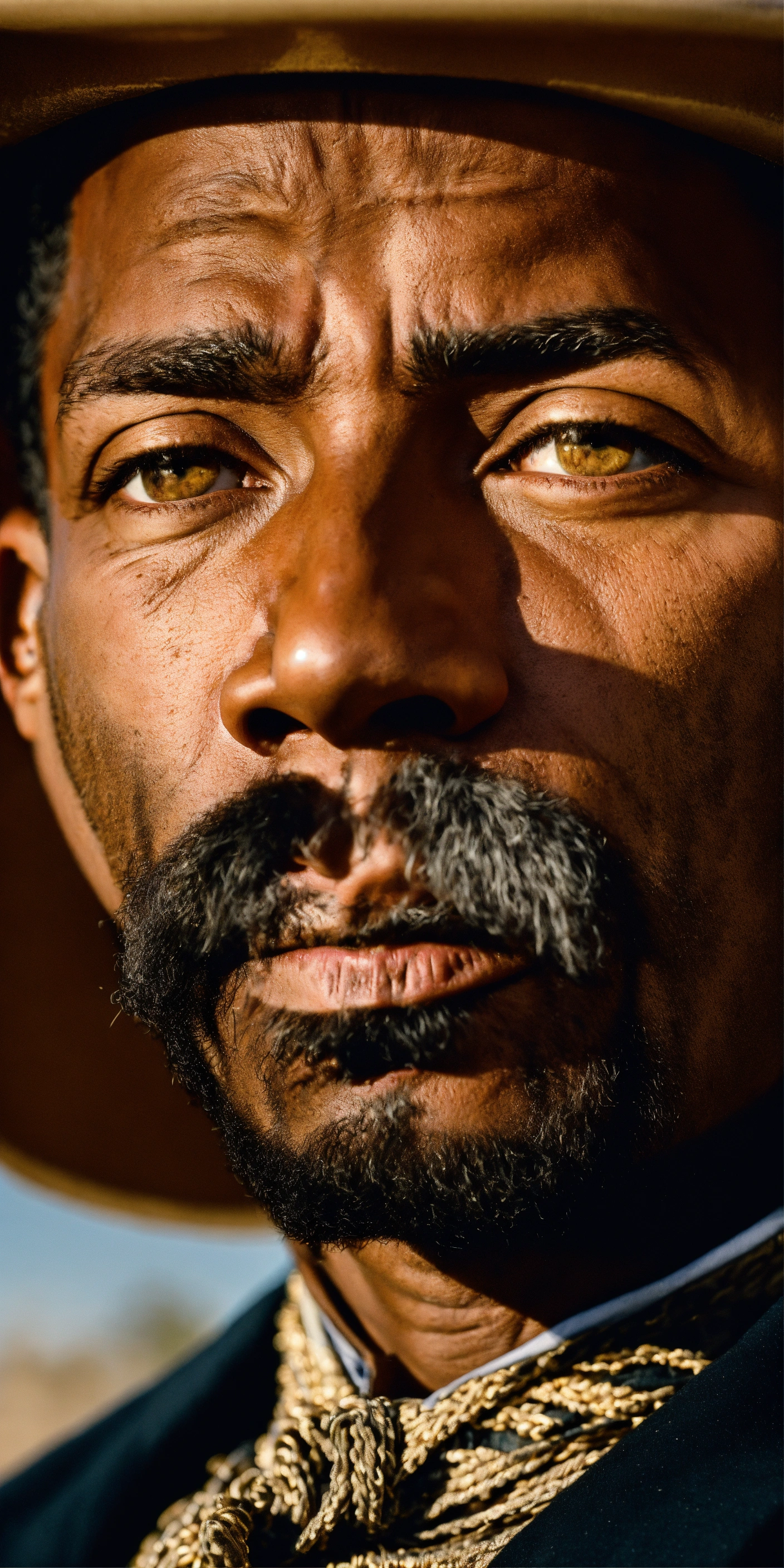 Lexica - An intense close-up of Bass Reeves, showcasing the ...