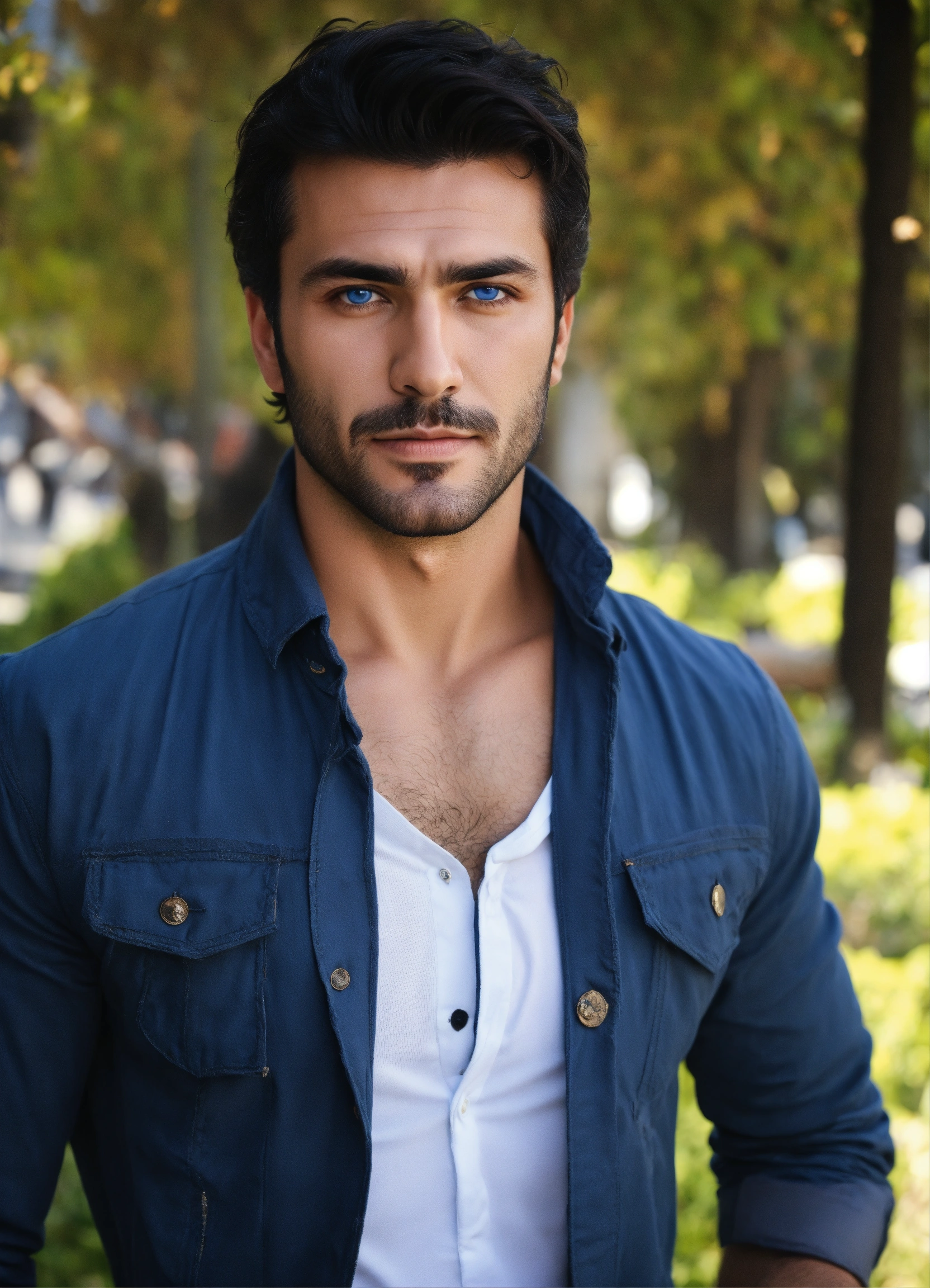 Lexica - Turkish man very handsome dark hair blue eyes