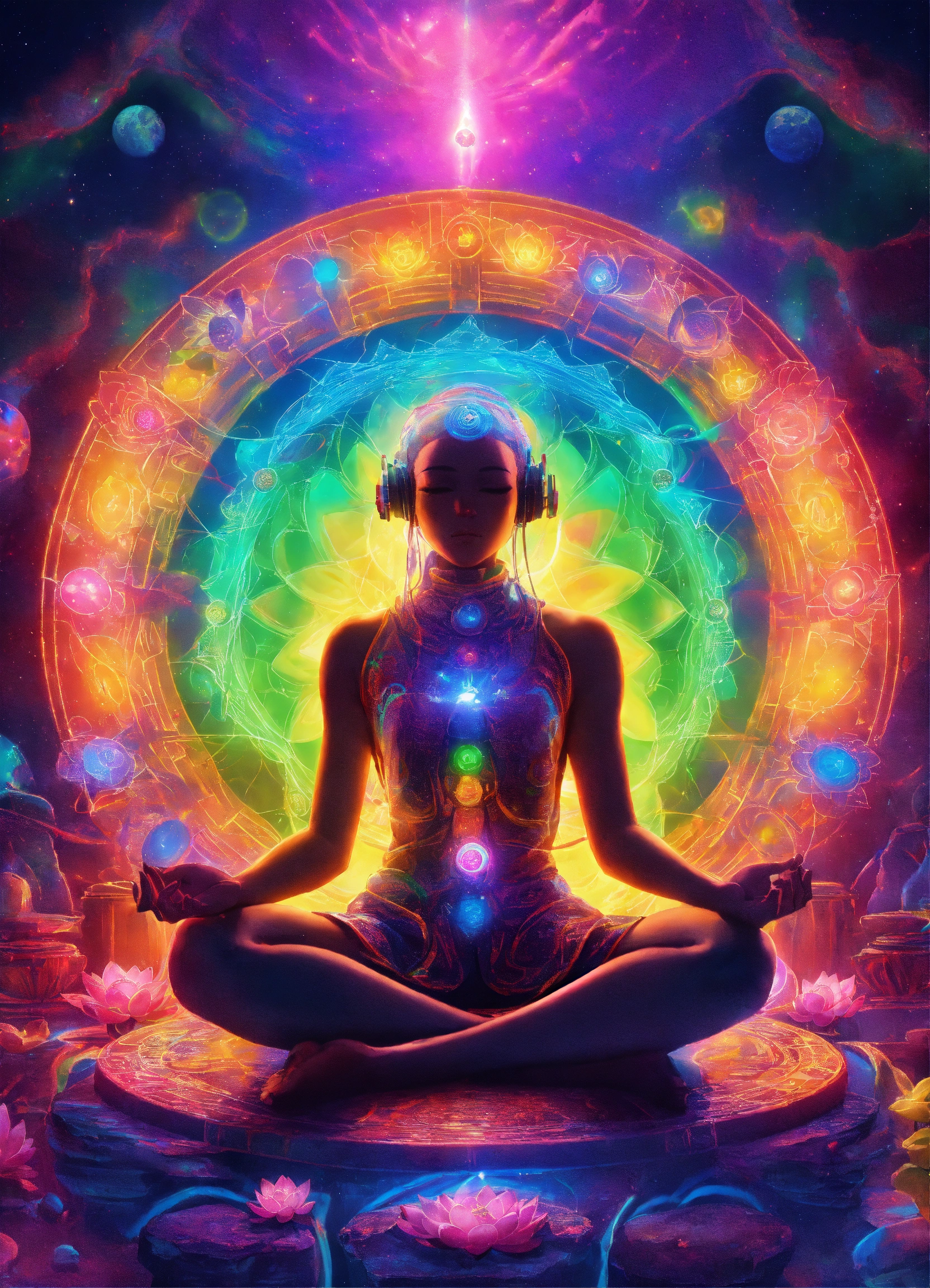 Lexica - A dmt machine elf is sitting in lotus position meditating in a ...