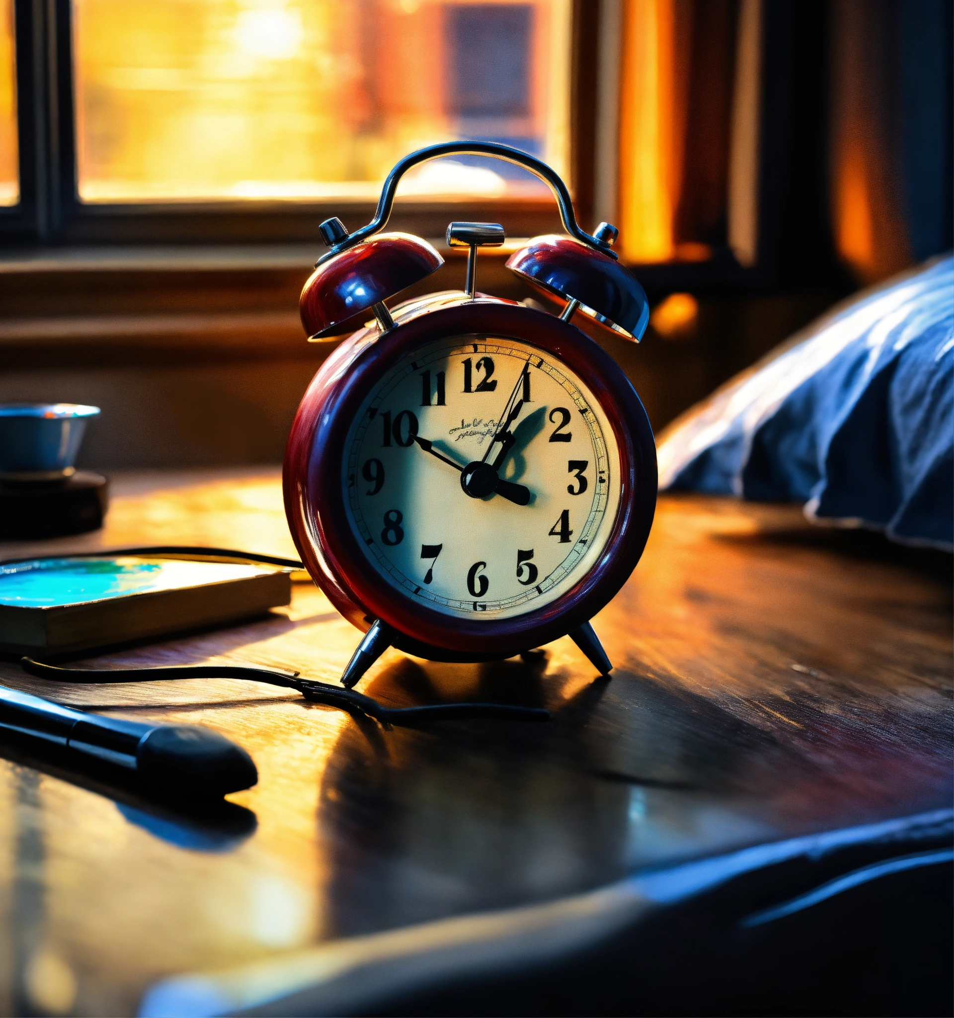 Lexica A hand drawn painting of an old school alarm clock kept on the