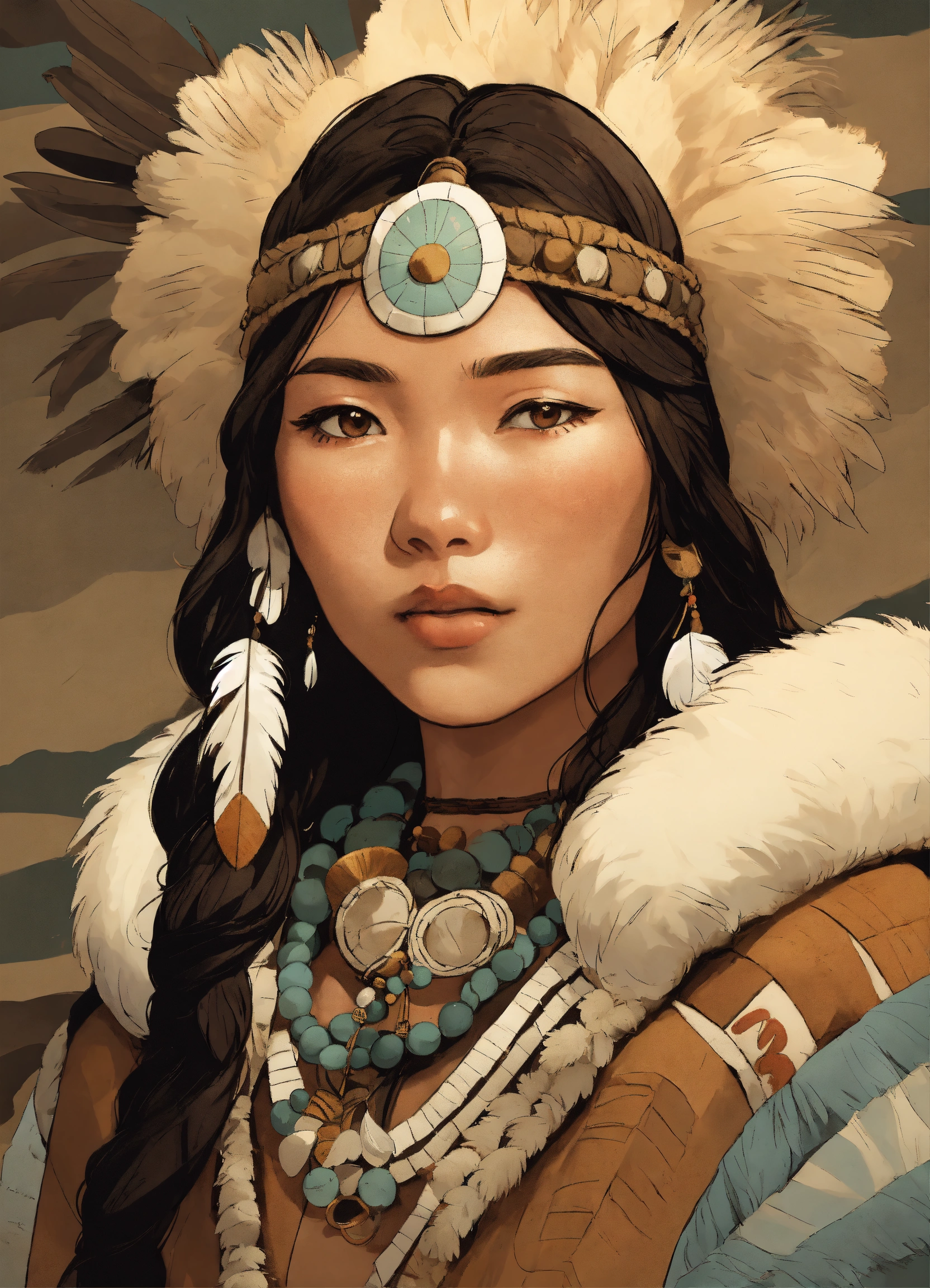 Lexica - Illustration of an inuit woman, young, 18 years old, beautiful ...
