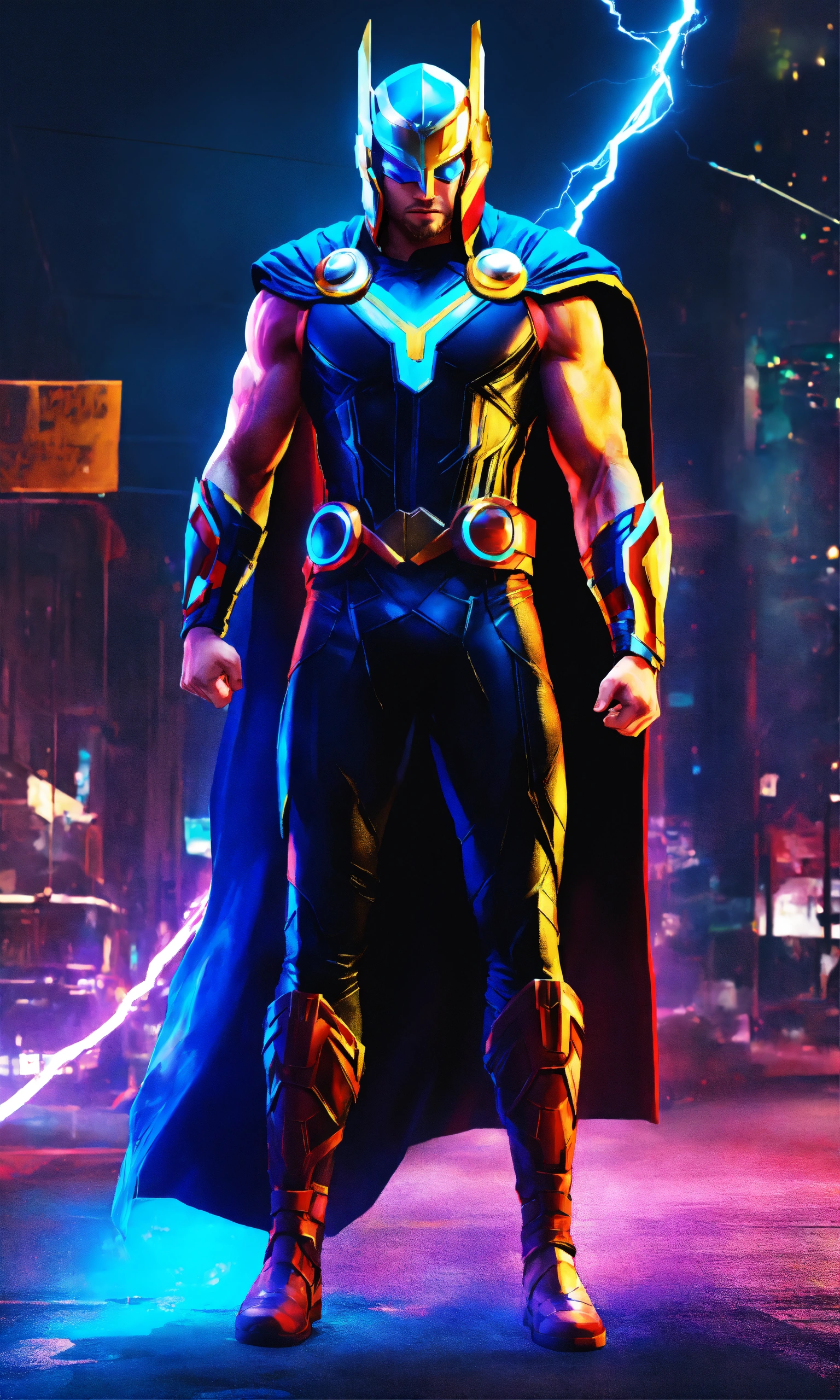 Lexica - Thor as The vision full-body, colorful background, 2d render ...