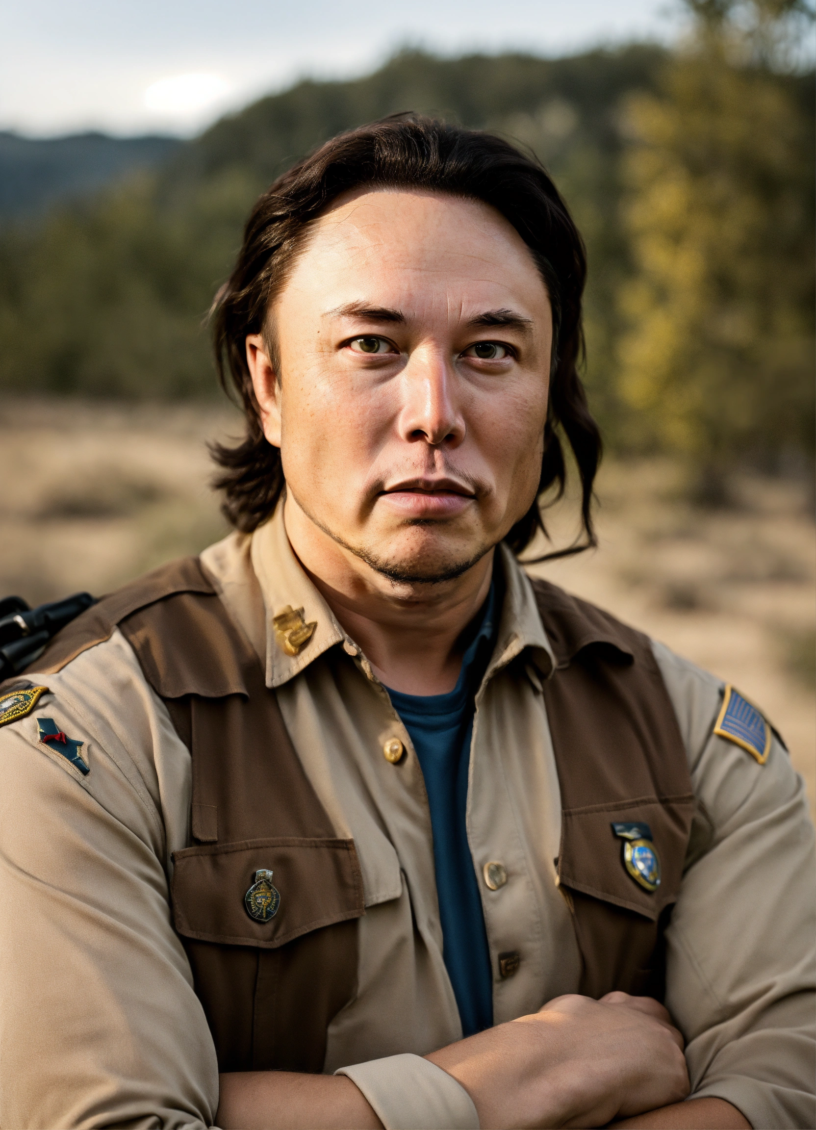 Lexica - Scared native American man, park ranger, FRONT VIEW, casual ...