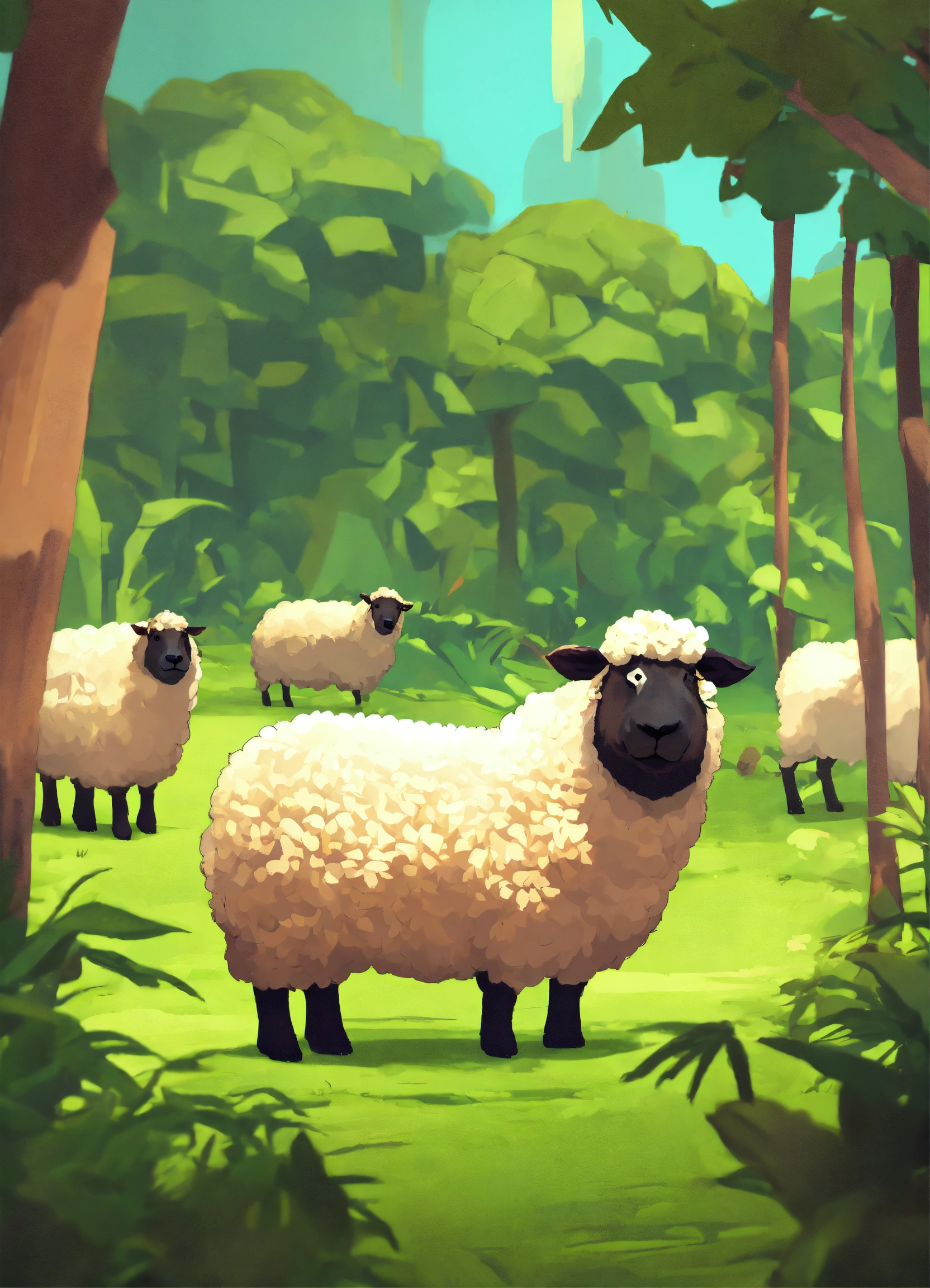 Lexica - Bearr attack sheep animation jungle