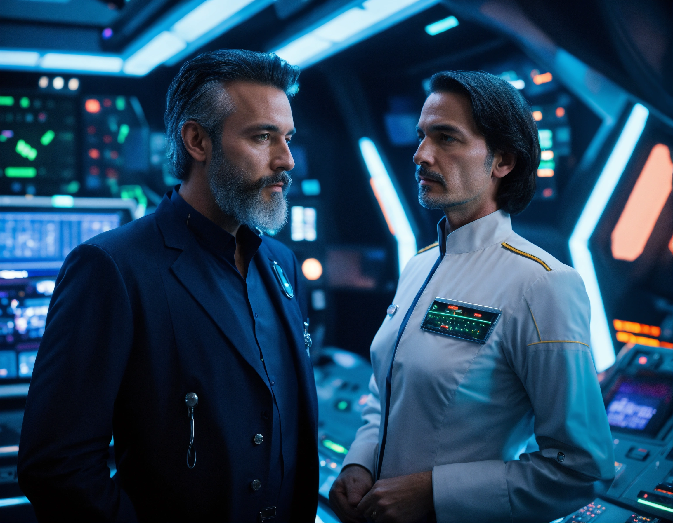 Lexica - 50 year old masculine alien star commander and nice trim beard ...