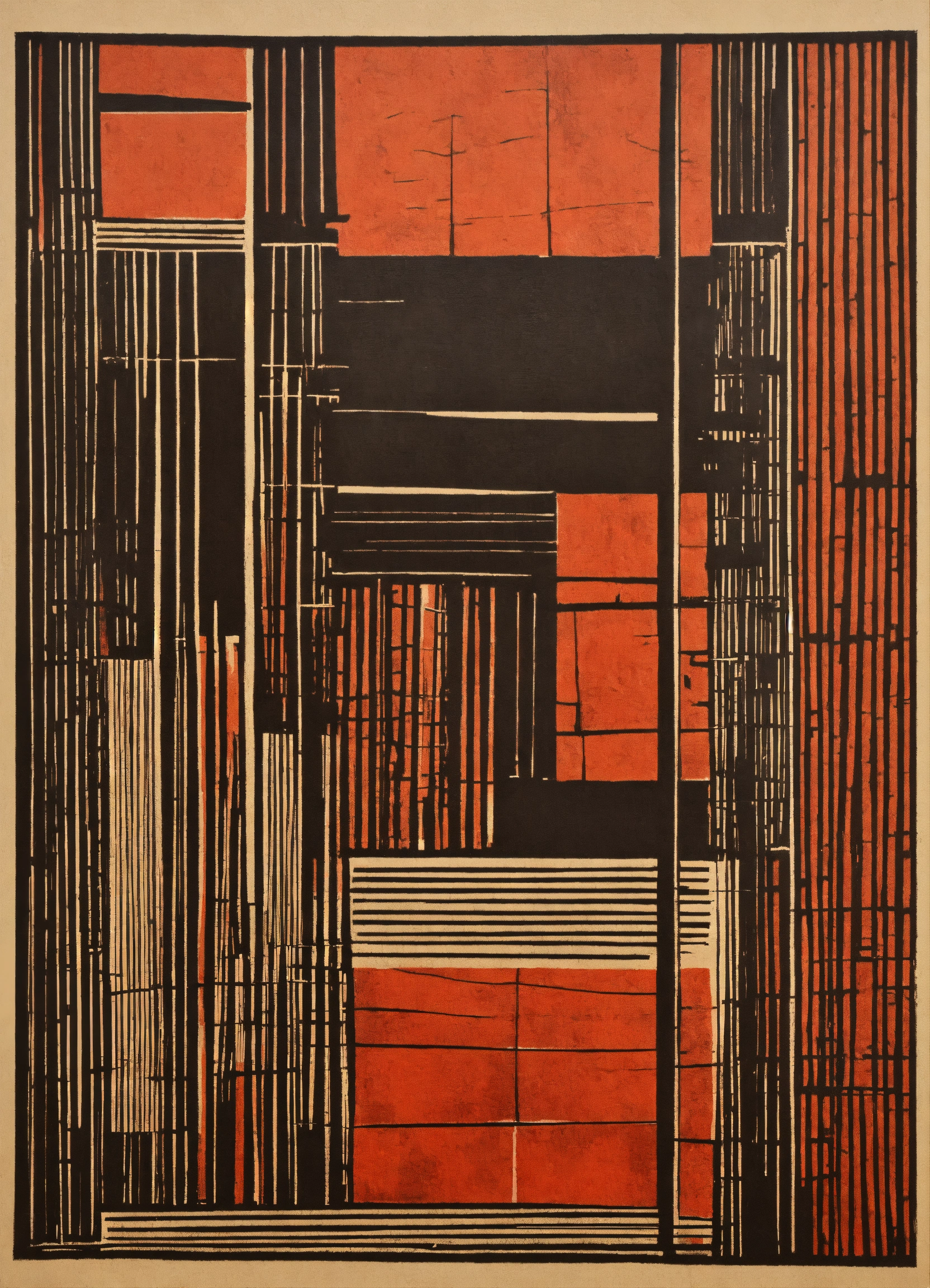 Lexica - Linocut, abstract art, drawing in the style of Emil ruder