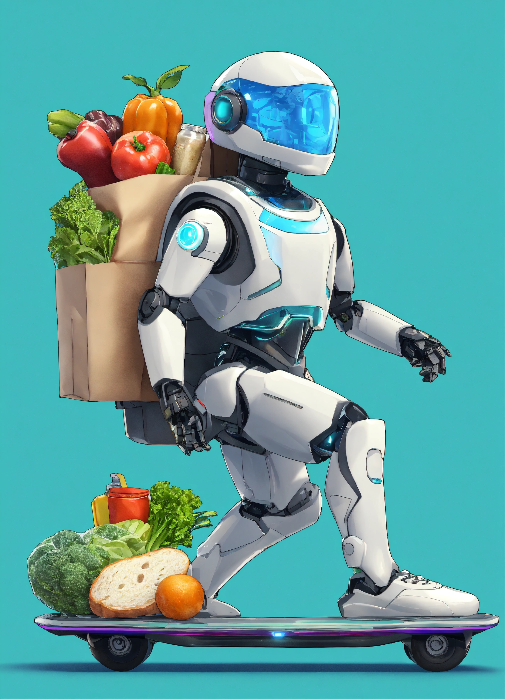 Lexica - A passionate male robot on hoverboard, realistic man face ...