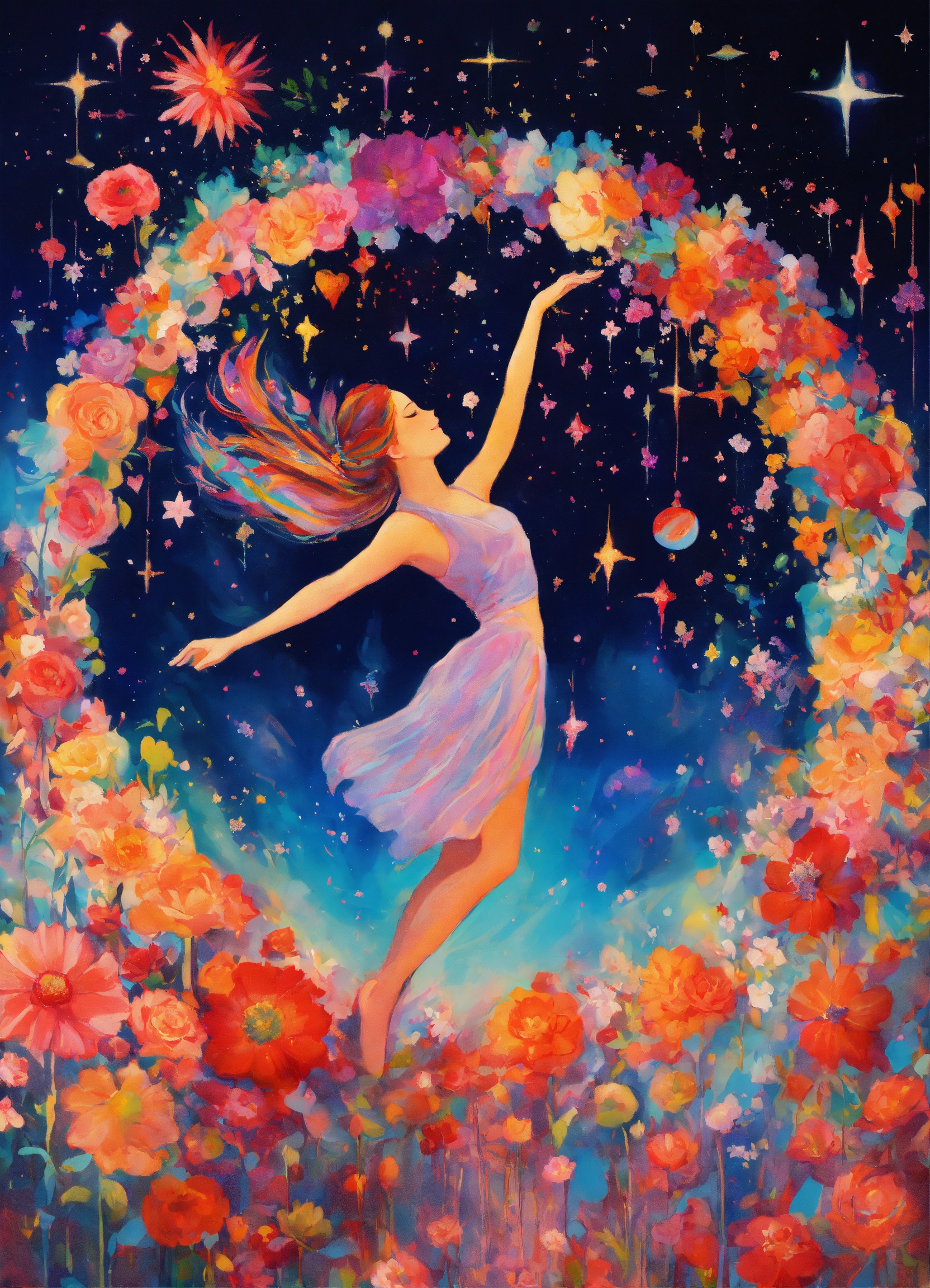 Lexica - Abstract, feminine, flowers, stars, colorful, portal, love ...