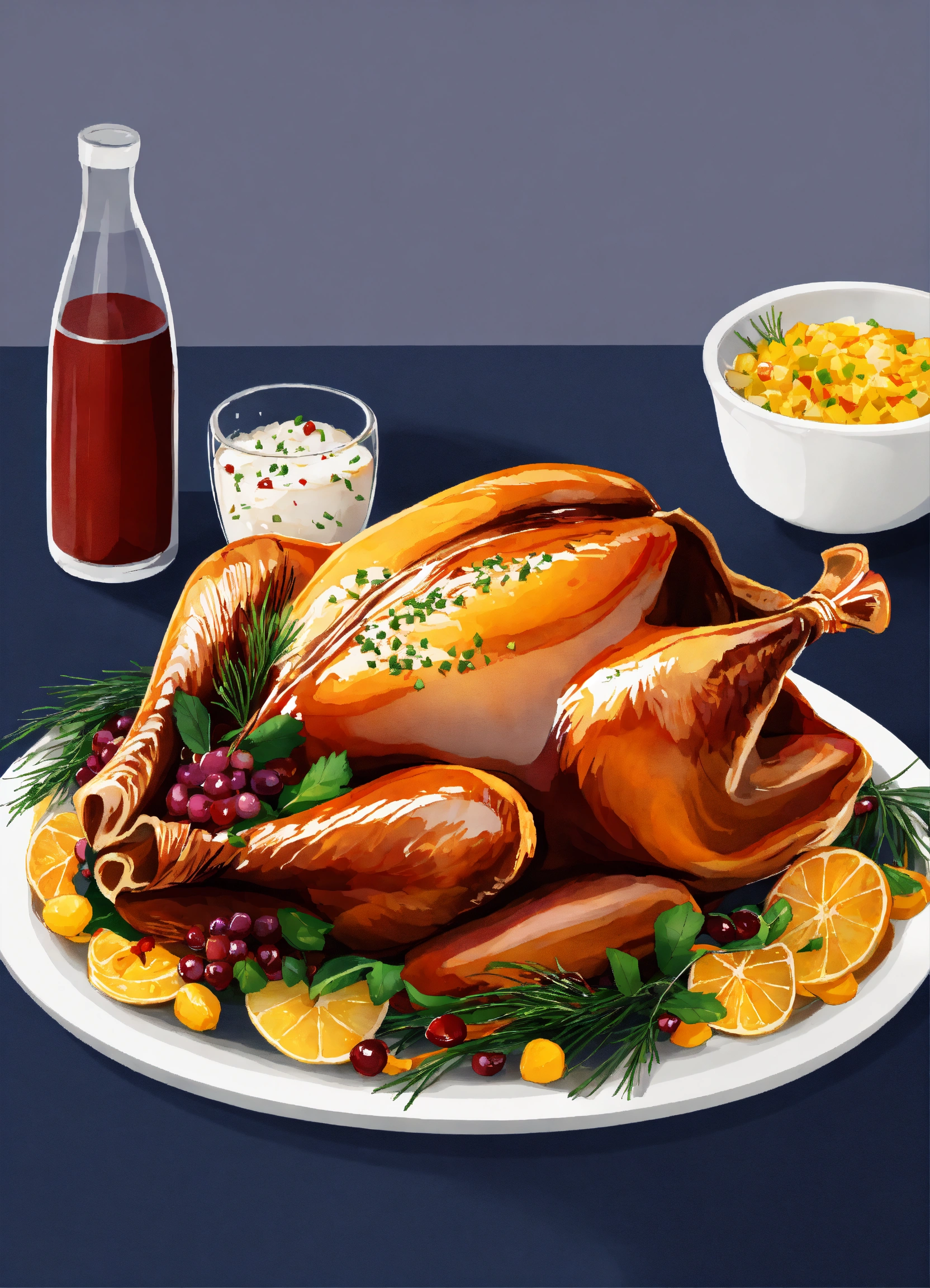 Lexica - Cooked Turkey with trimmings illustration