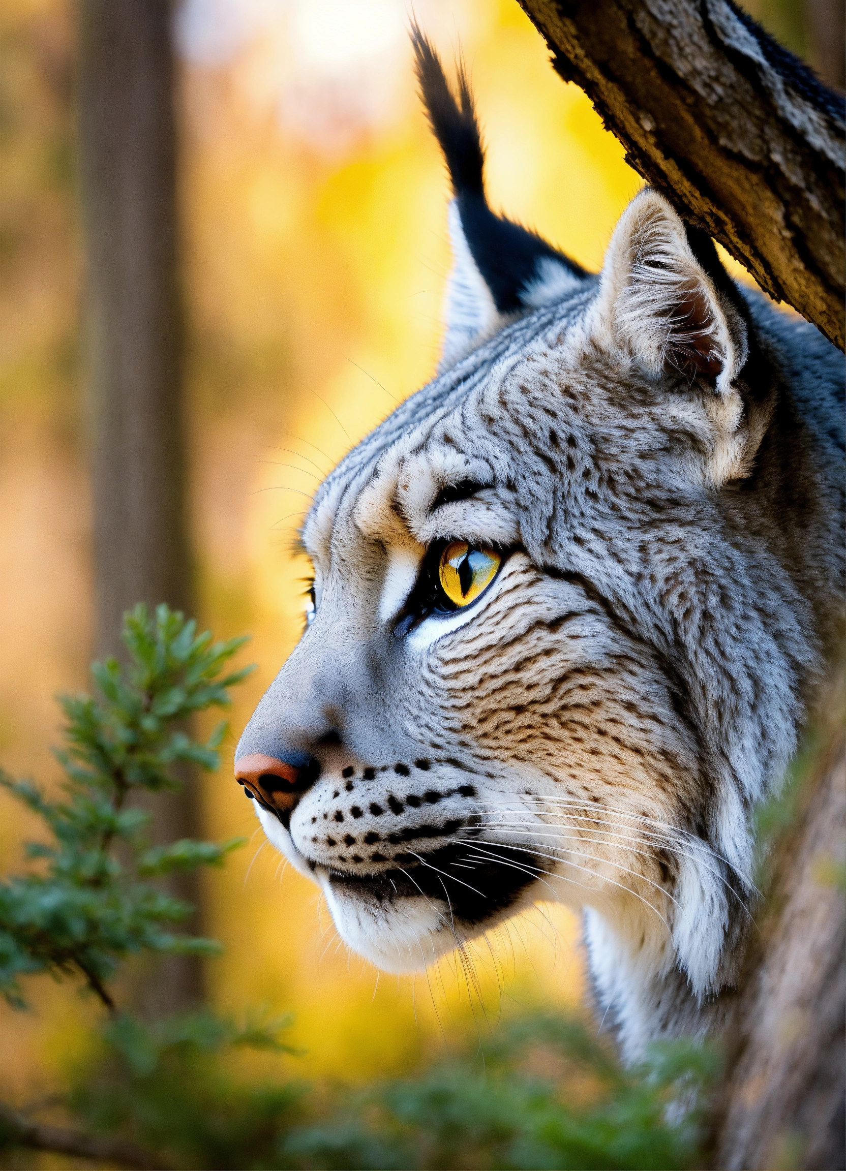 Lexica - Impressionaist, portrait of a grey lynx in a Wisconsin forest