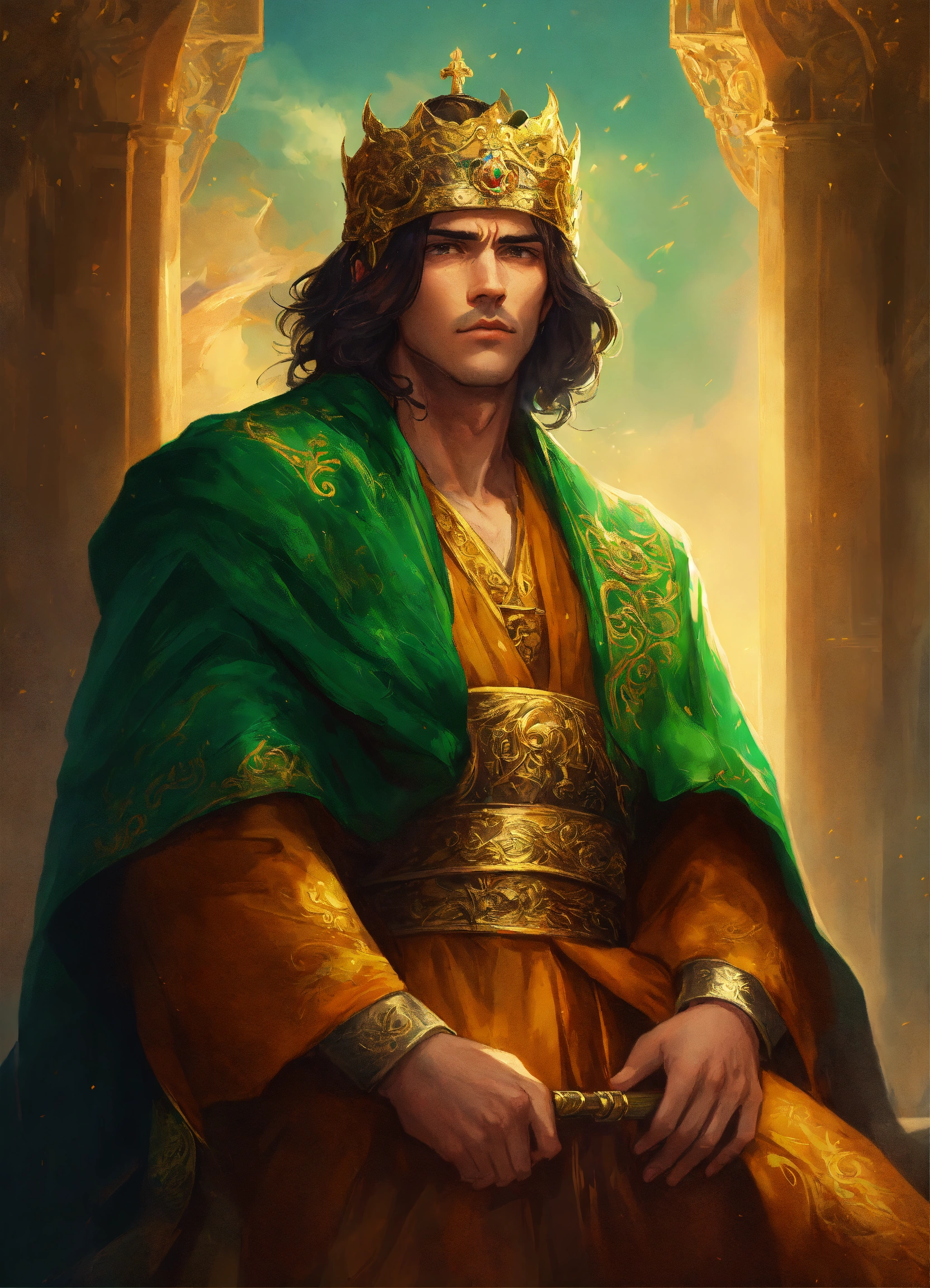 Lexica - Cover for the book in a fantasy style.. A man is tired, sick ...