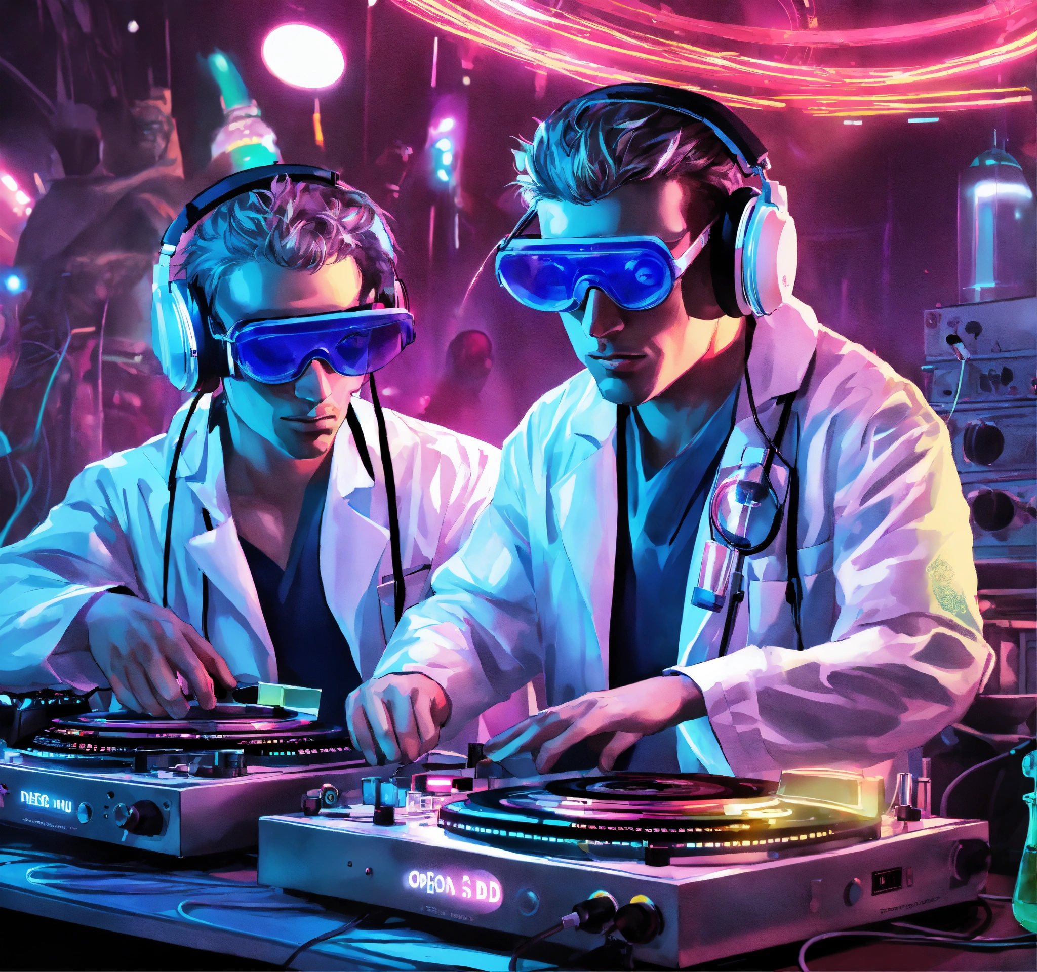 Lexica - An intricate illustration of a mad scientist and DJ named ...