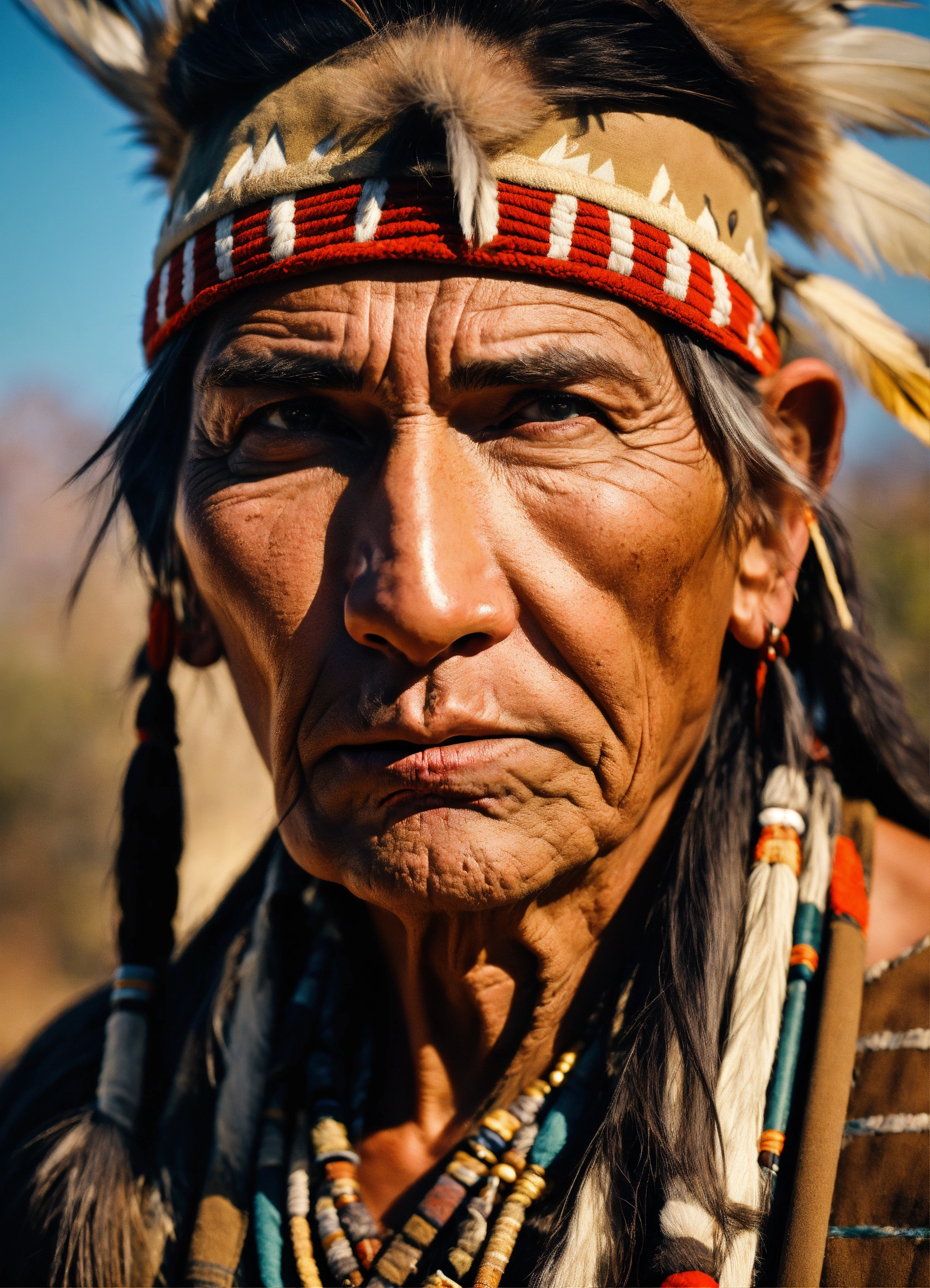Lexica - Native american hunter National Park man old scare expressive ...