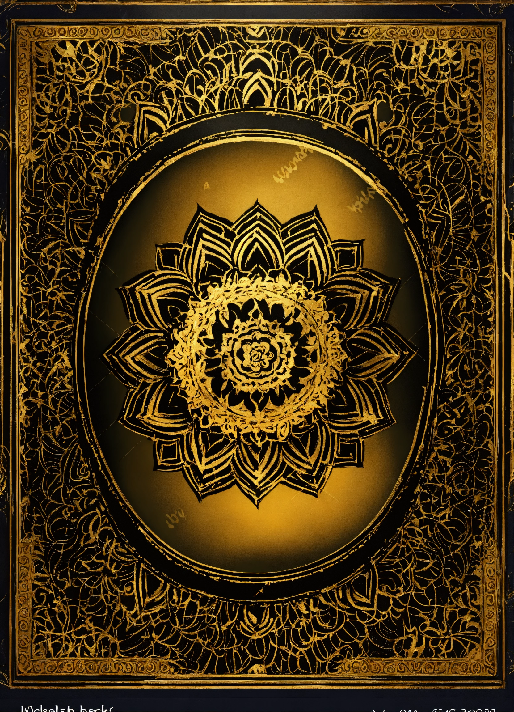 Lexica - Golden and black Mandala Art Background With Border Invitation ...