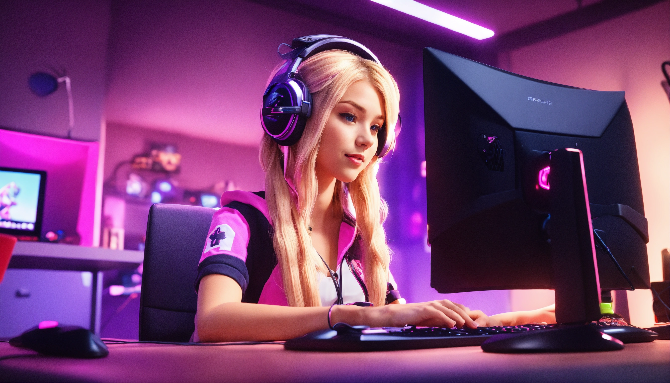 Lexica - Cute blonde European woman, long hair, streamer, gamer ...