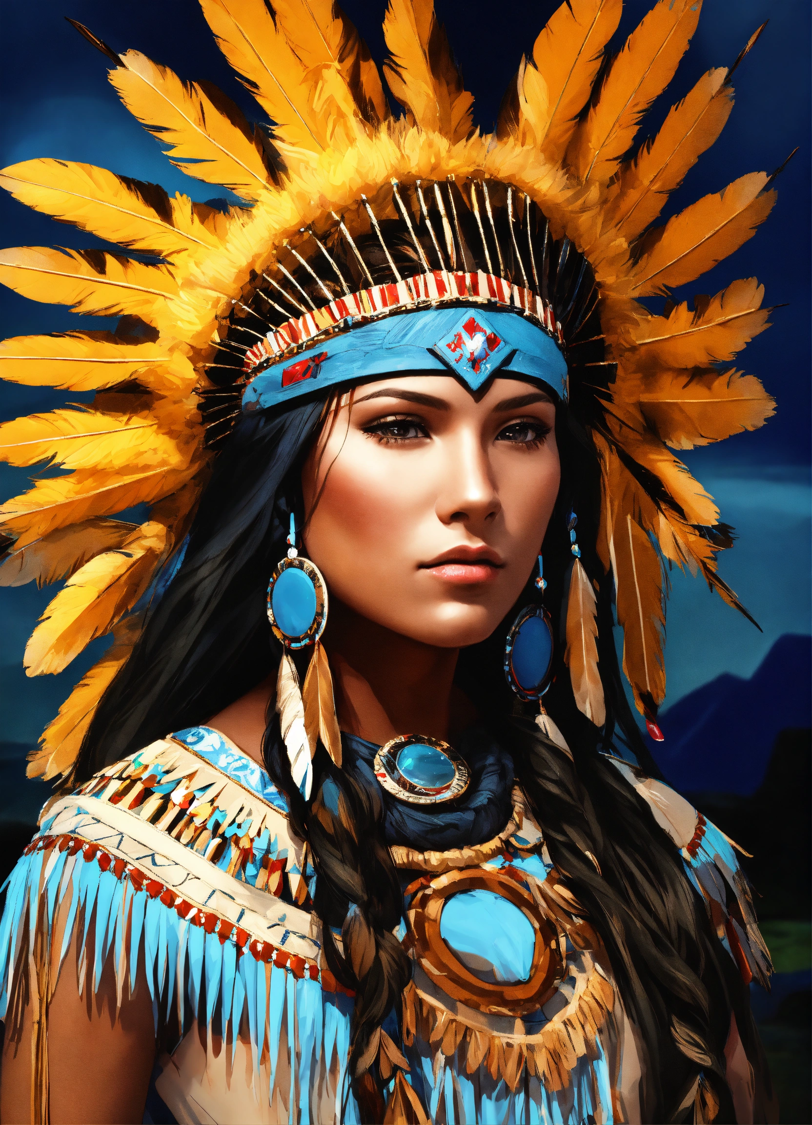 Lexica - Native American beautiful princess full head dress in 3d ...