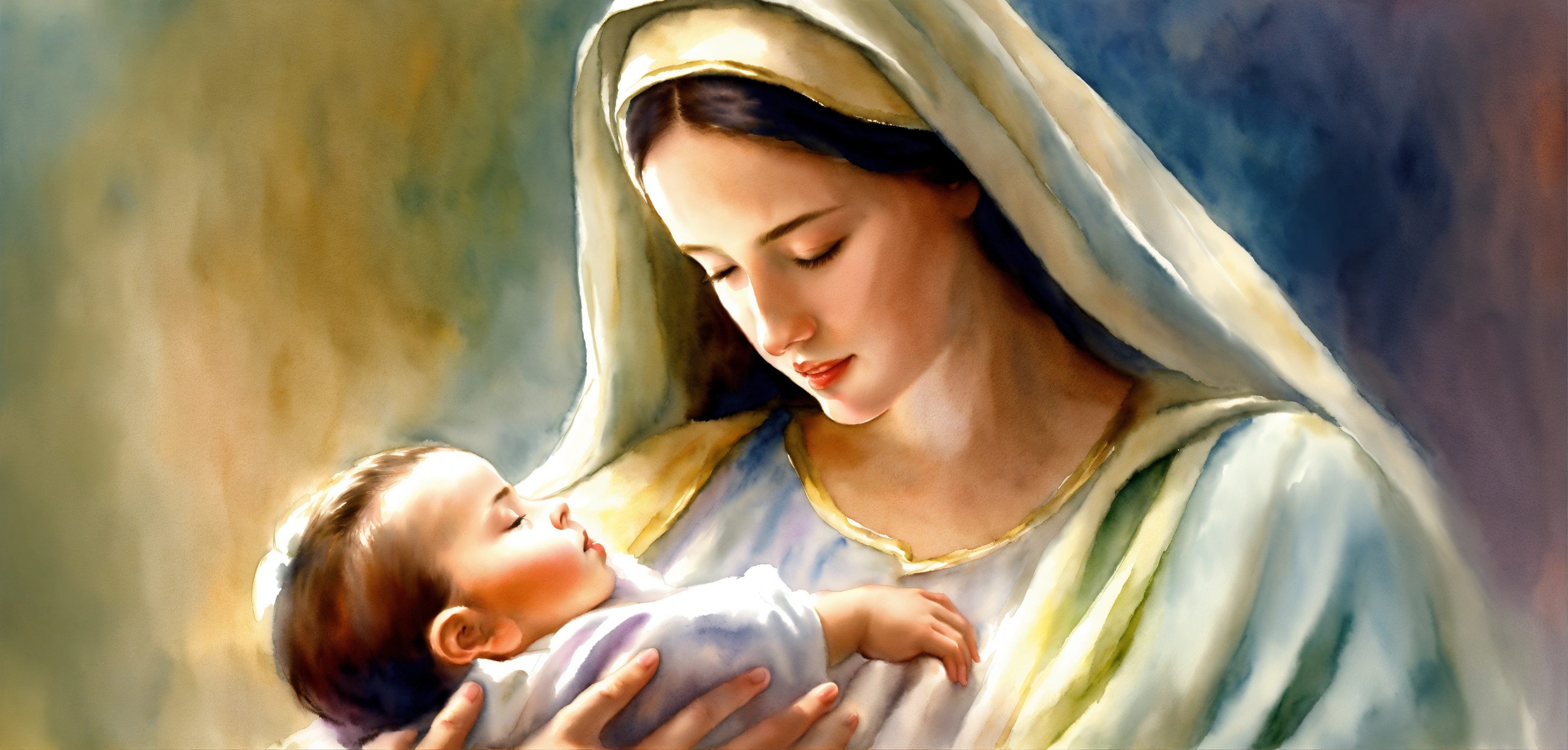 lexica-mary-with-baby-jesus-jesus-in-watercolor-painting-style