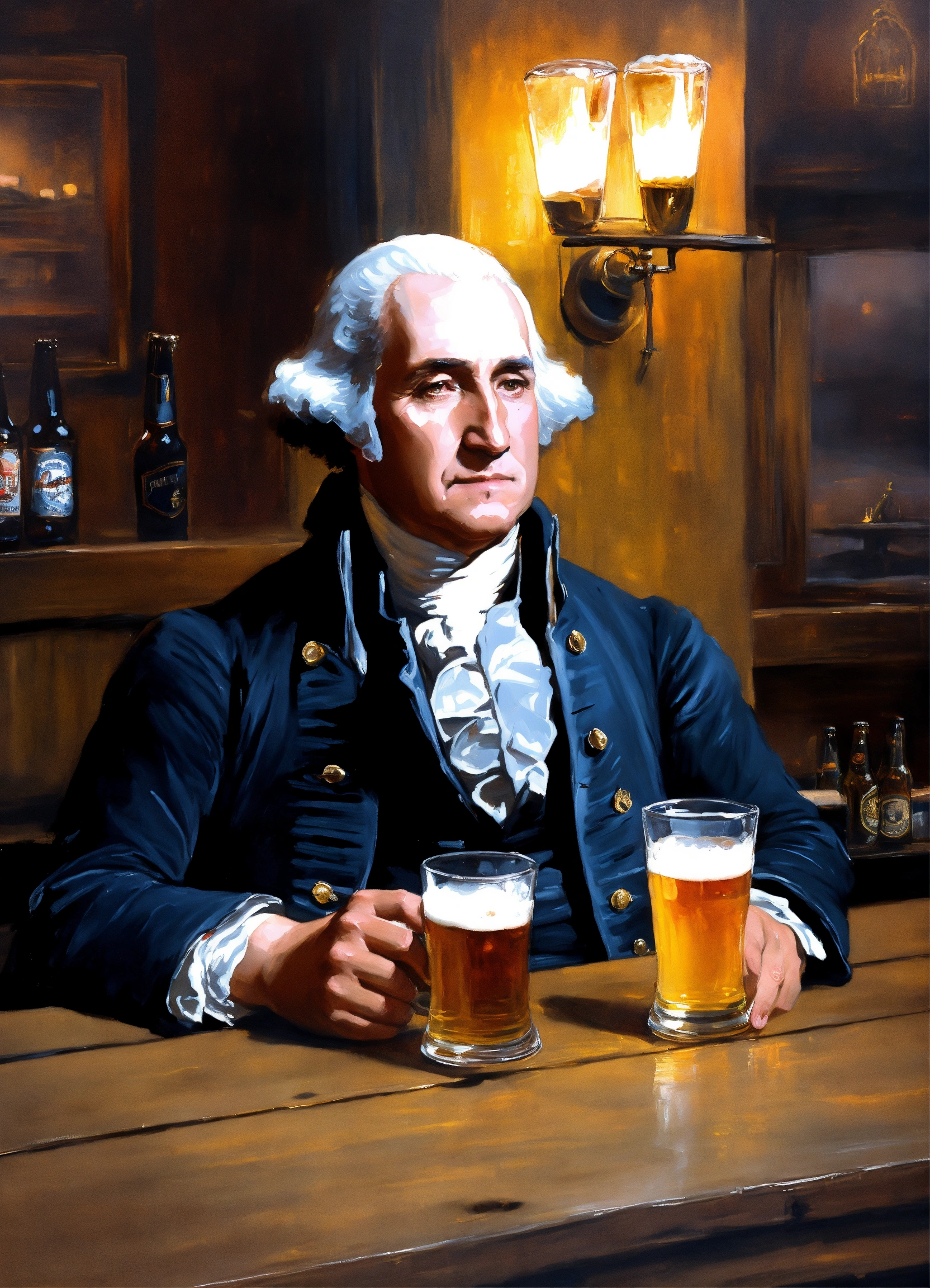 Lexica - Painting of george Washington drinking beer at a bar. Greg ...