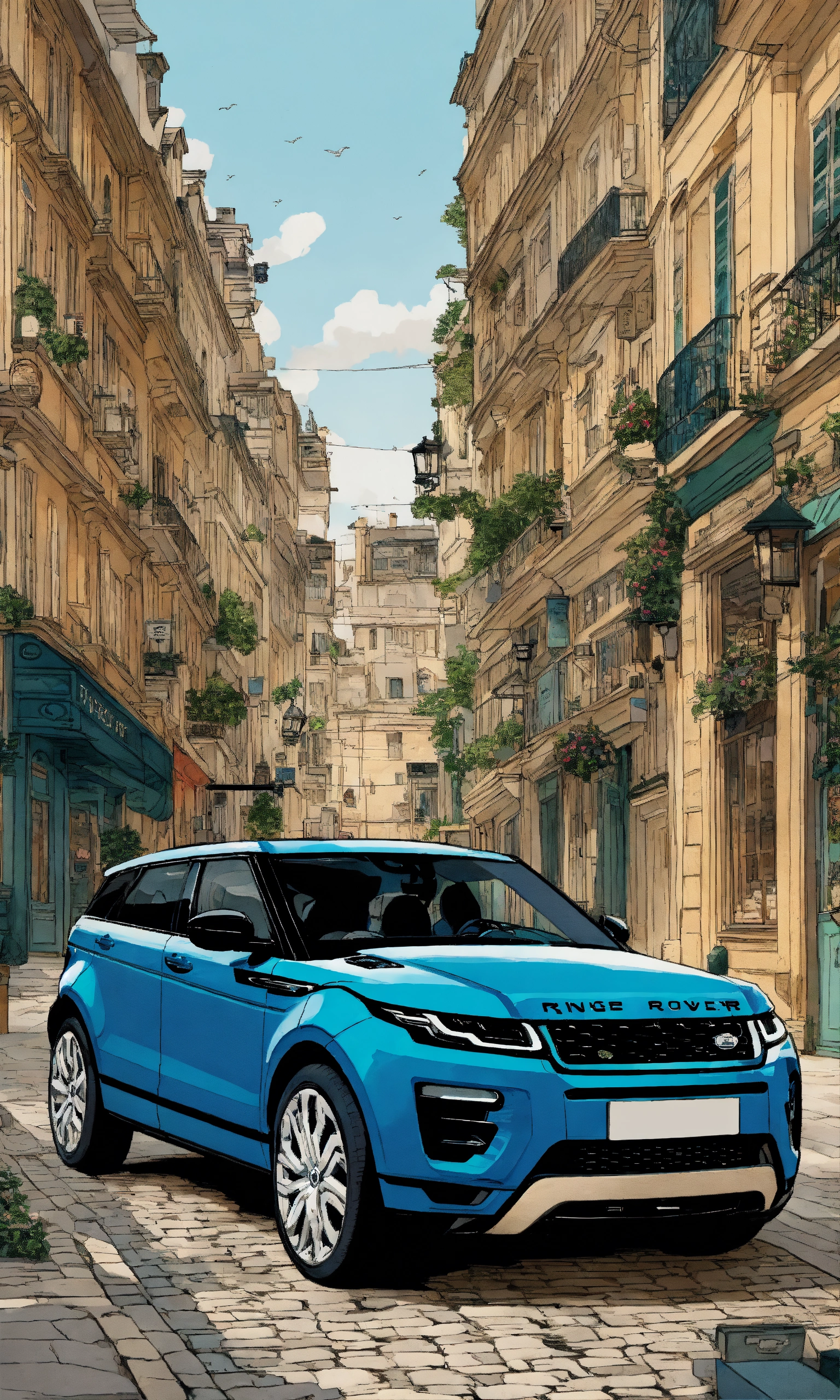Lexica - Detailed pen and ink illustration of Range Rover Evoque 2022 ...