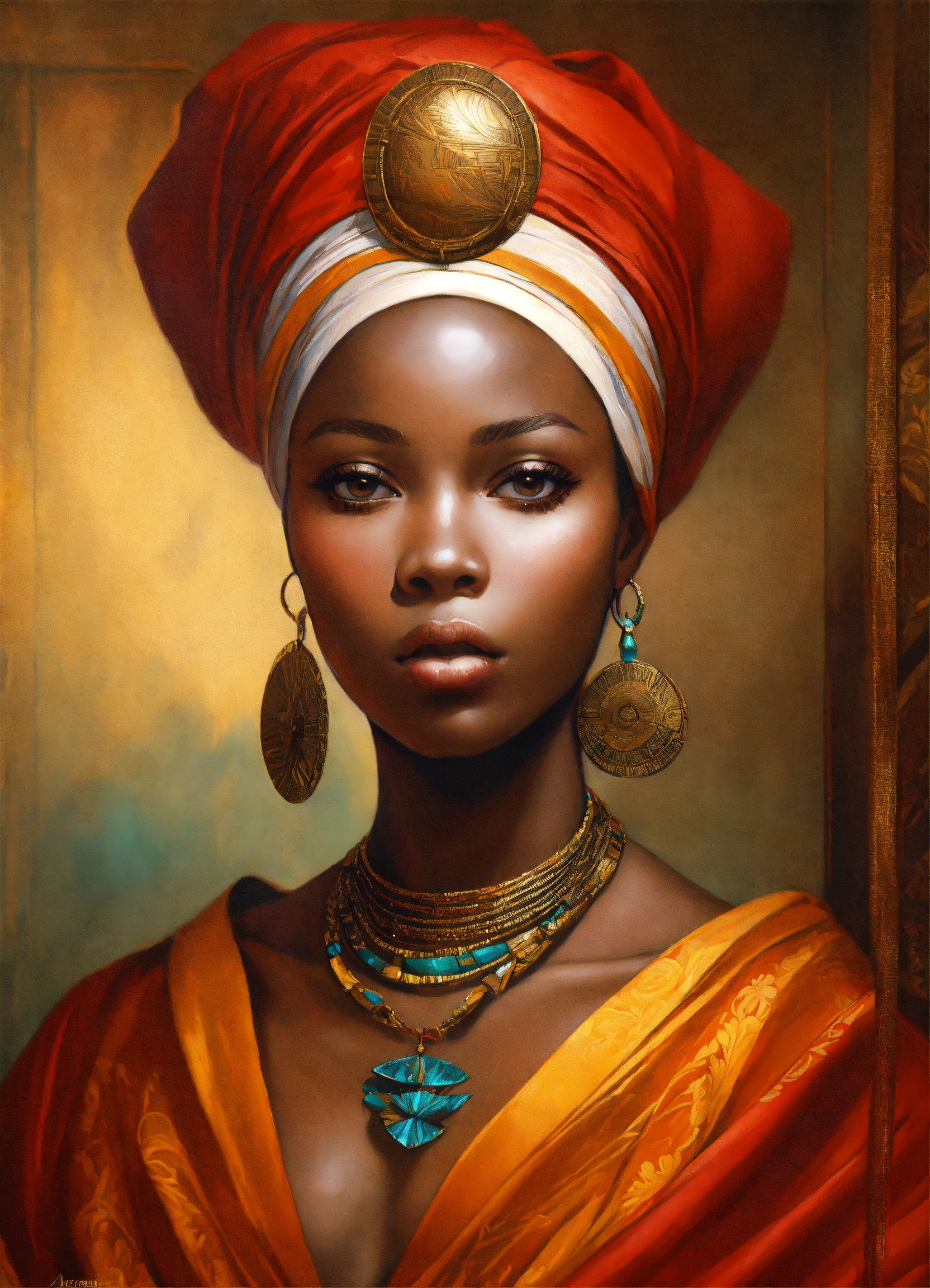 Lexica - A painting depicting a beautiful African lady in 19th century ...