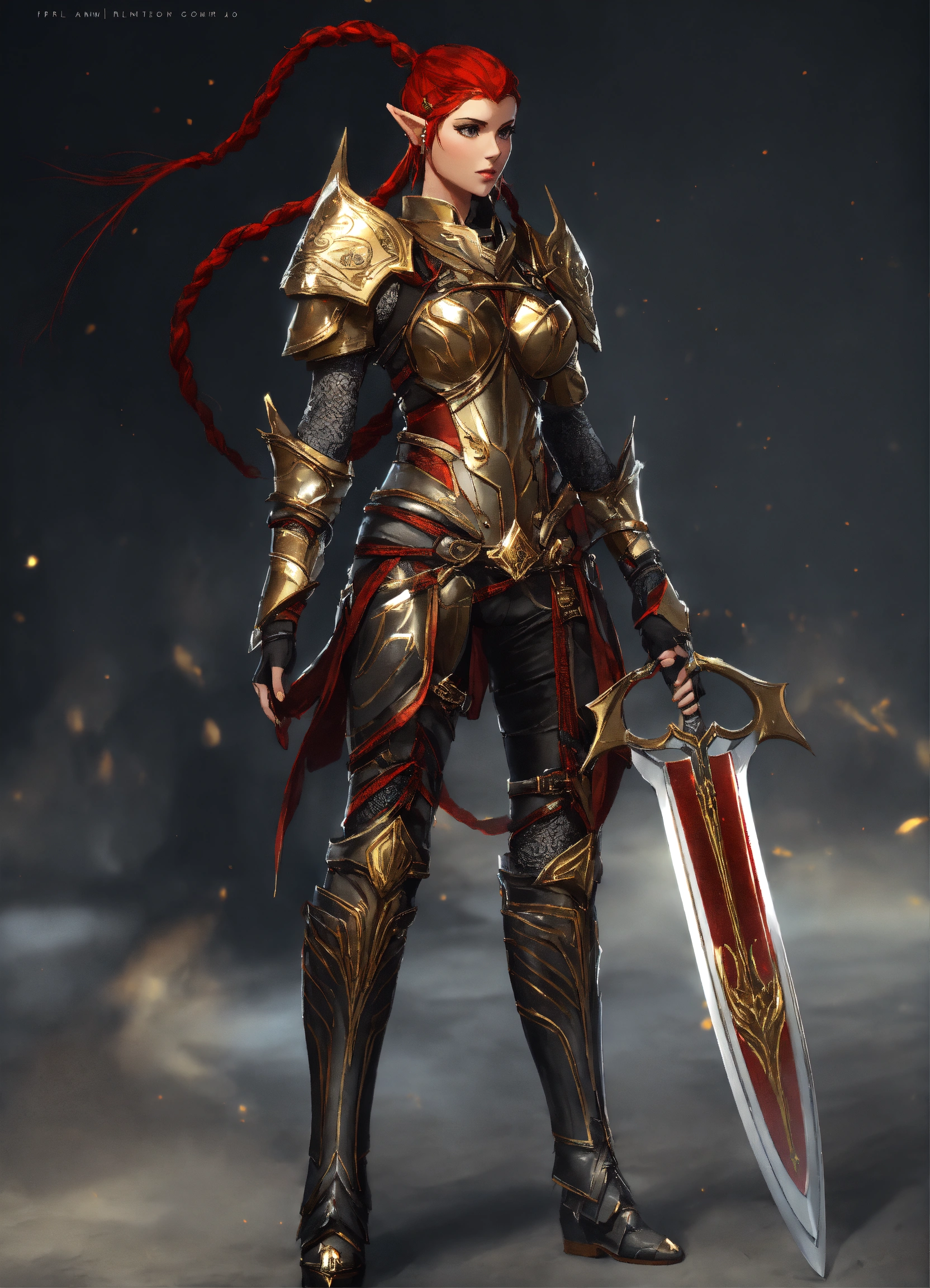 Lexica - Full body of a shapely female high elf, with black and red ...