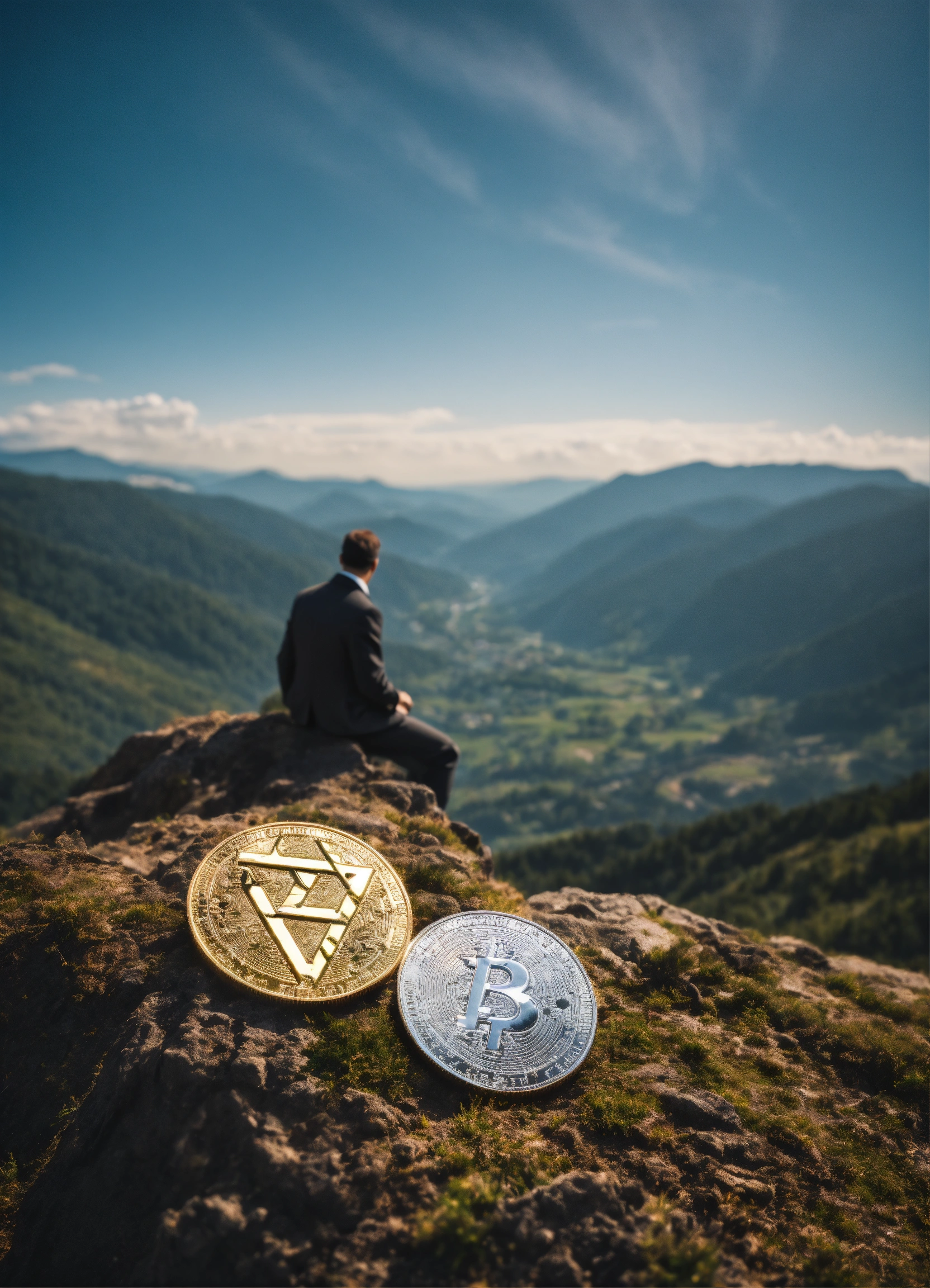 Lexica - XRP ripple coin rising from the mountain business people ...