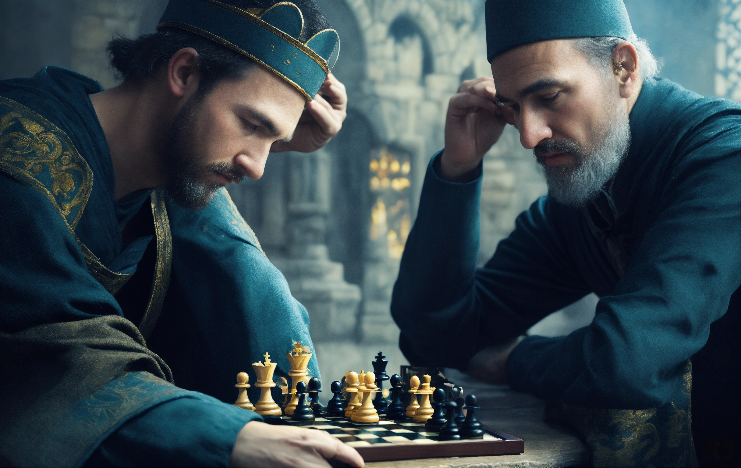 Lexica - Two masters are playing chess, with cold and advanced ...