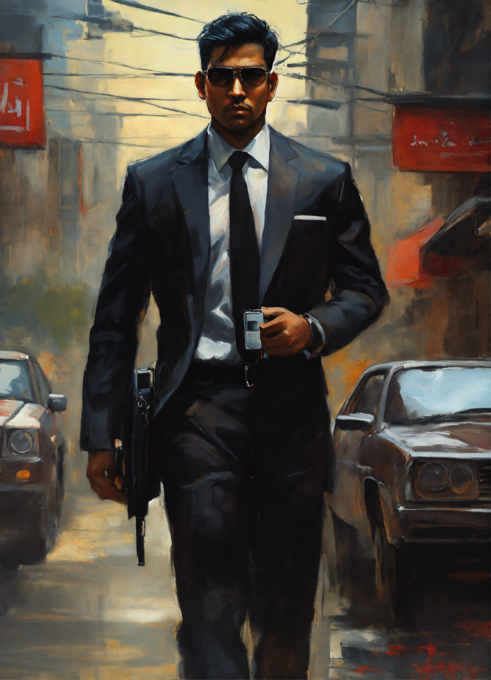 Lexica - Noir high Tech male southeast Asian Indian, bodyguard, smart ...