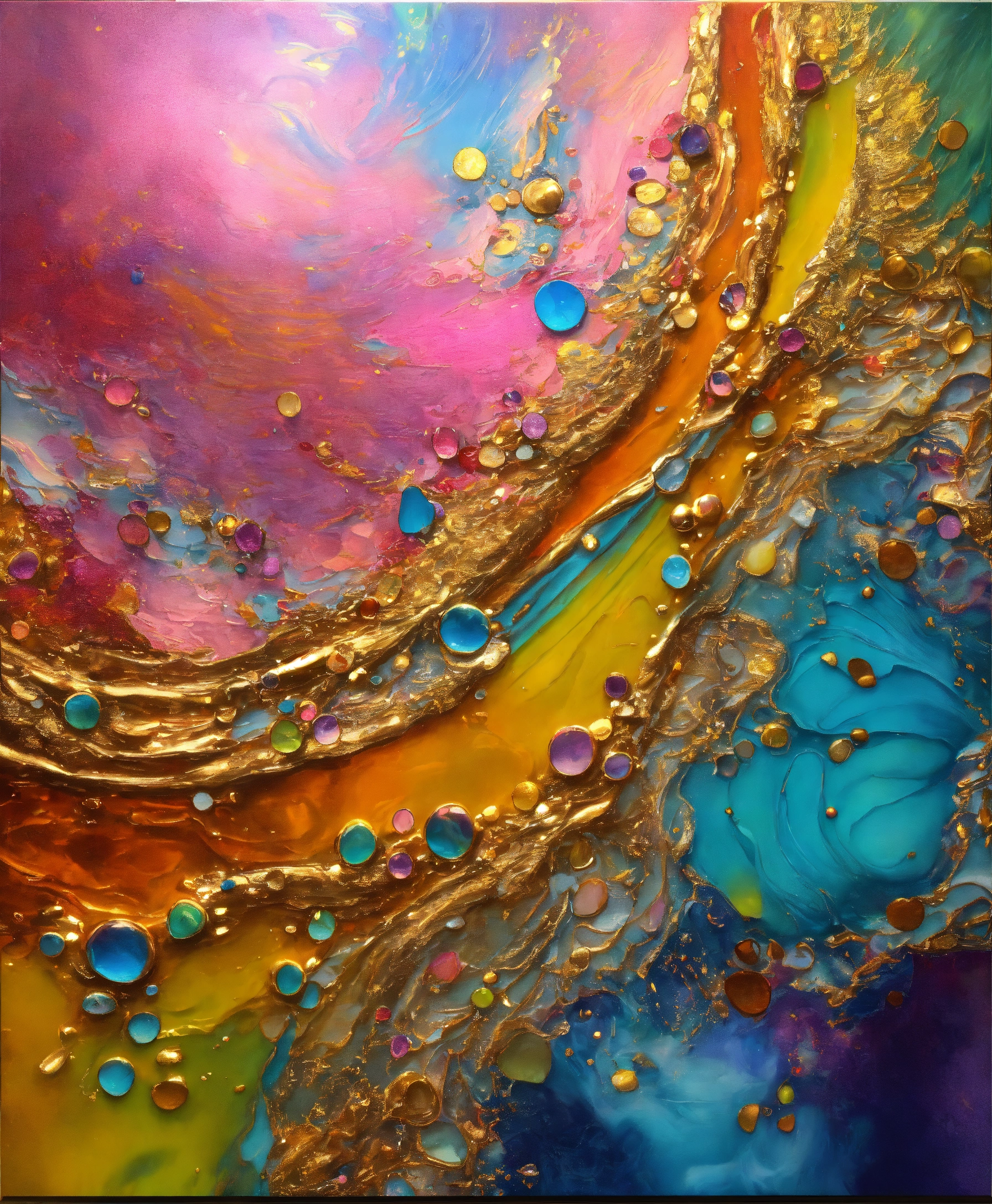 Lexica - Colorful abstract painting oil and water complex complicated ...