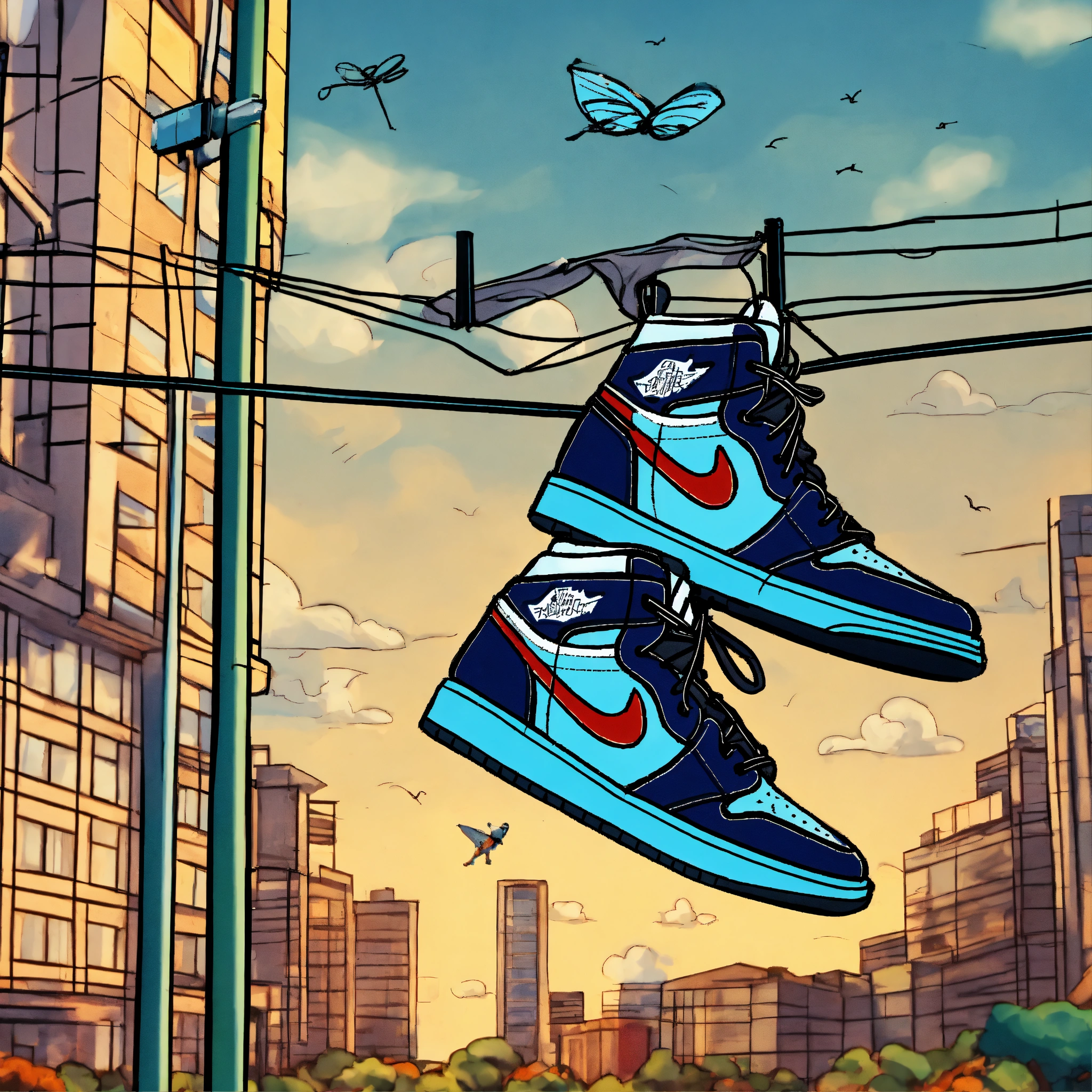 lexica-virtual-drawing-of-air-jordan-1-sneakers-hanging-on-a