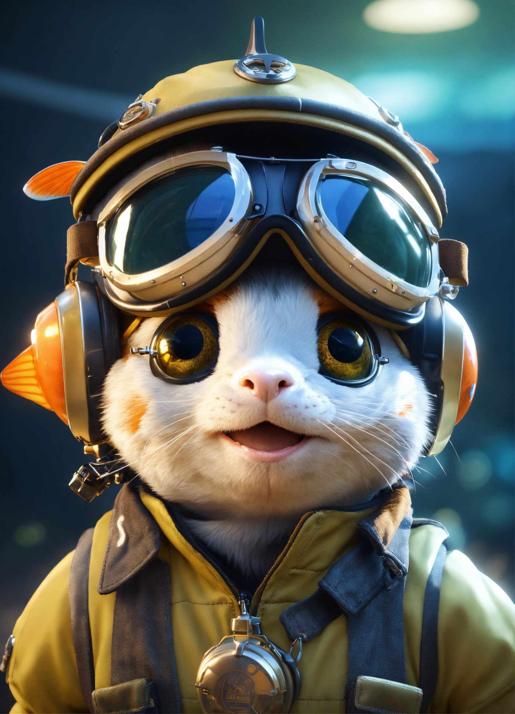 Lexica - A cute fish pilot, wearing aviation googles, unreal engine ...