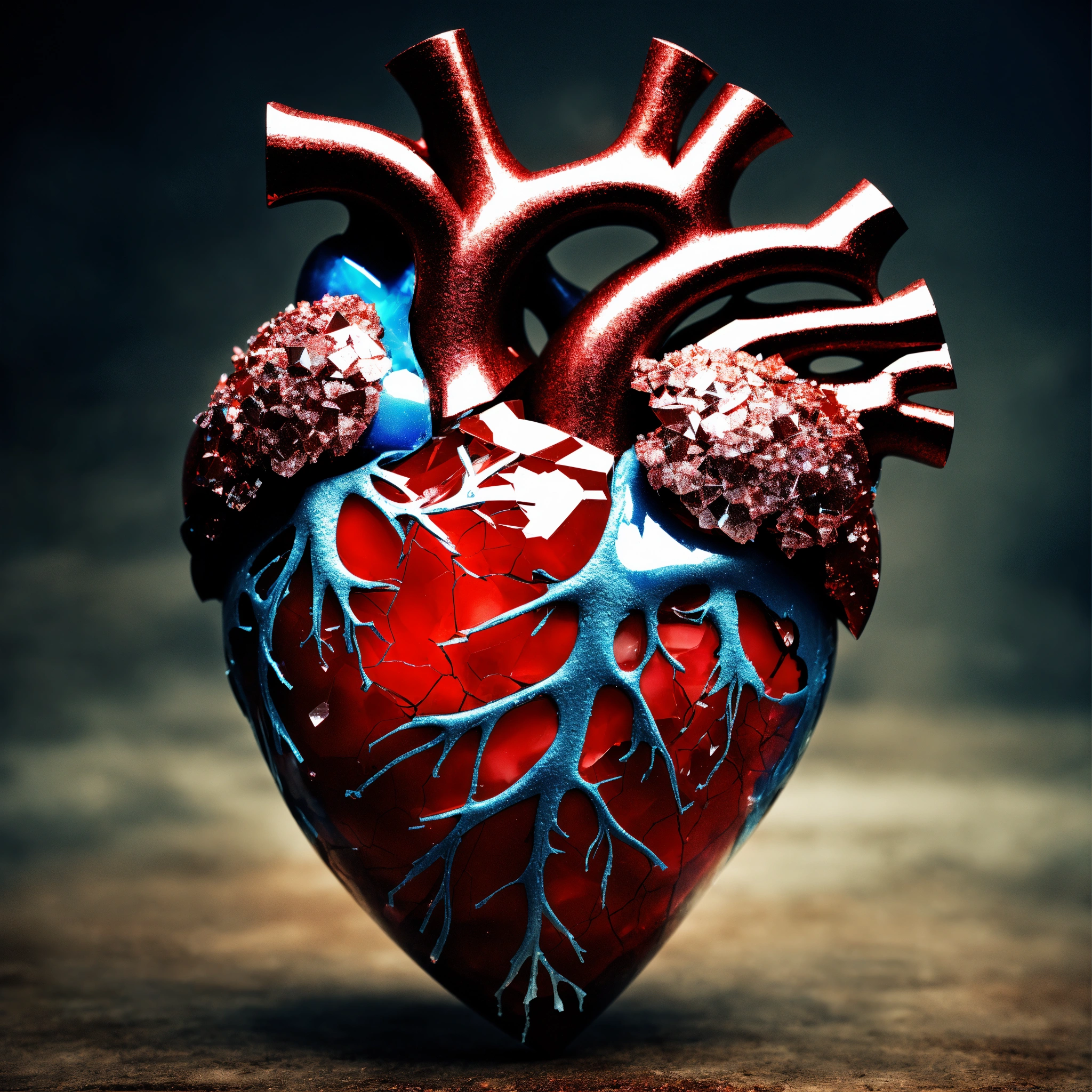 Lexica - Anatomically correct human heart, crystallized and breaking ...