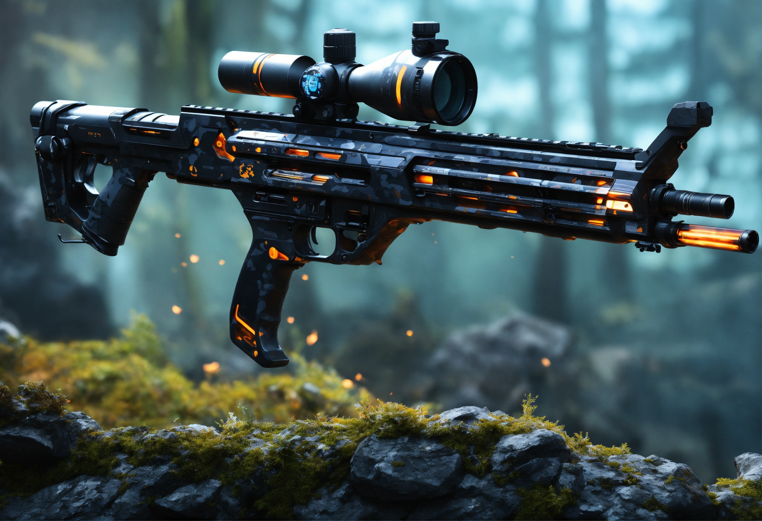 Lexica - Side view of the full image of a black camo sci fi energy ...