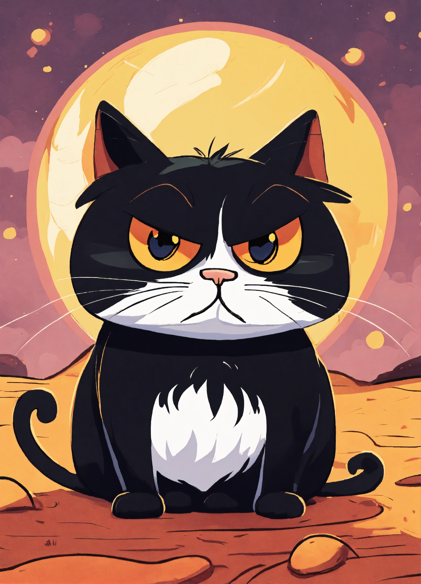 Lexica - Grumpy looking cat in Felix the Cat style