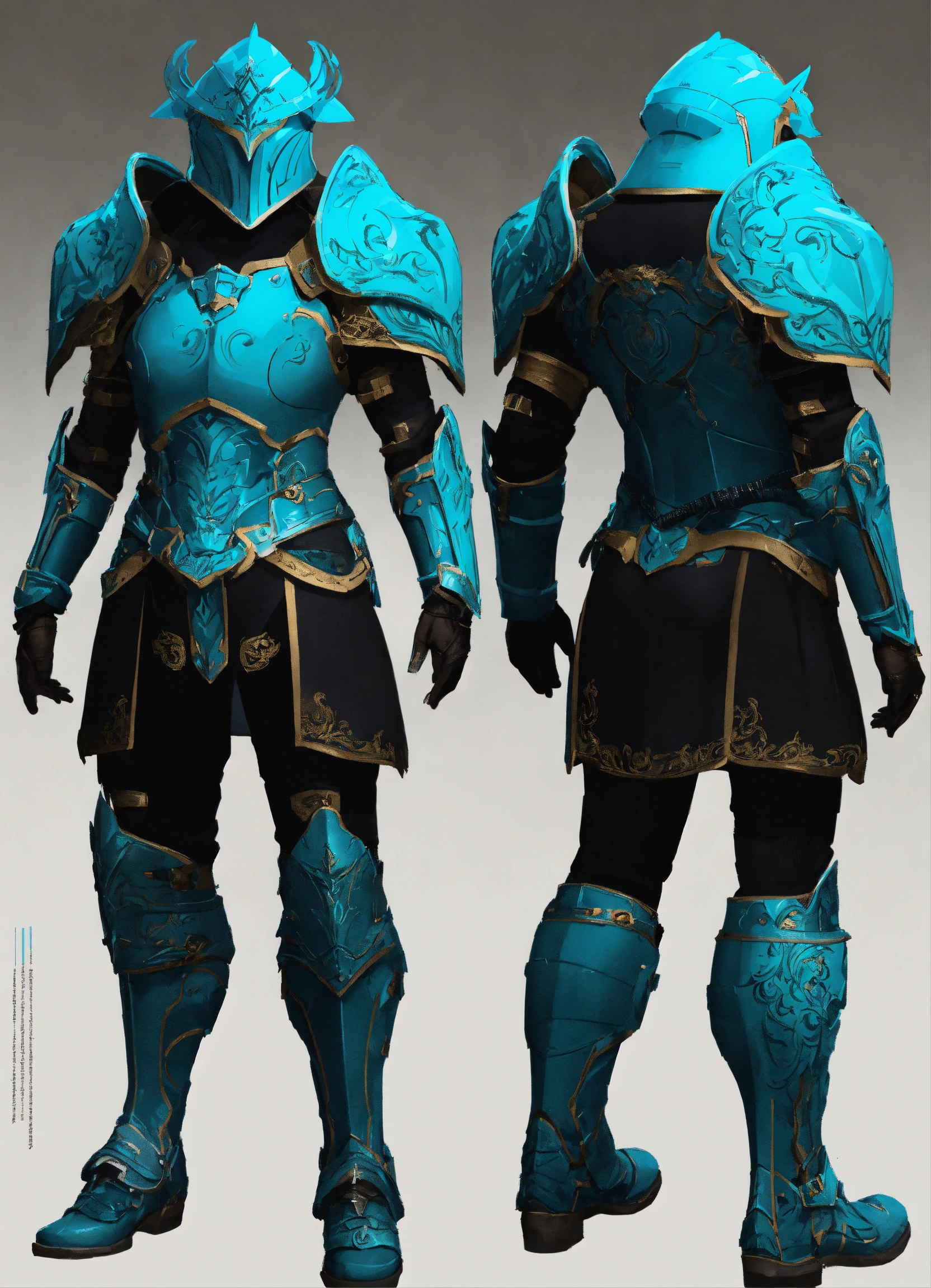 Lexica - Full cyan tattoo armor, character sheet, character design ...